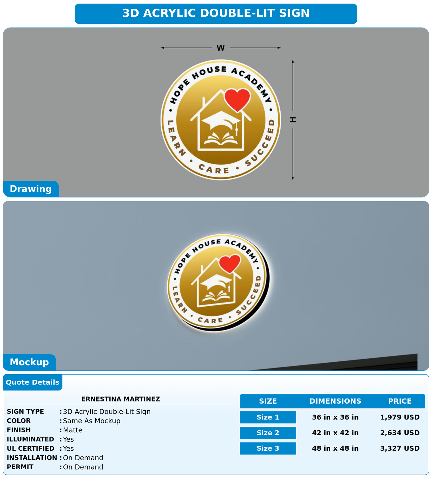 CUSTOM MOCKUP SIGN FOR Ernestina Martinez