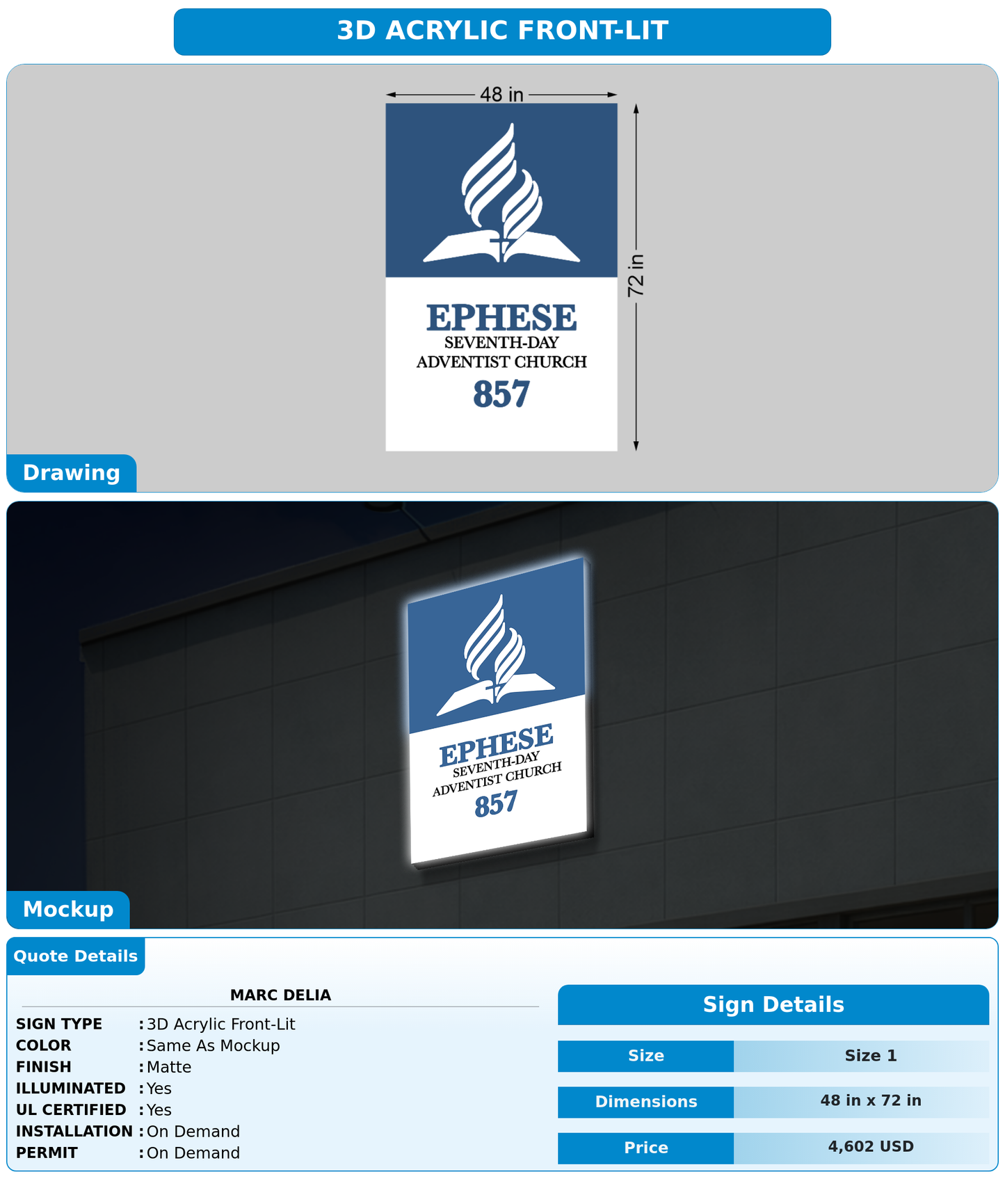 CUSTOM MOCKUP SIGN FOR Marc Delia