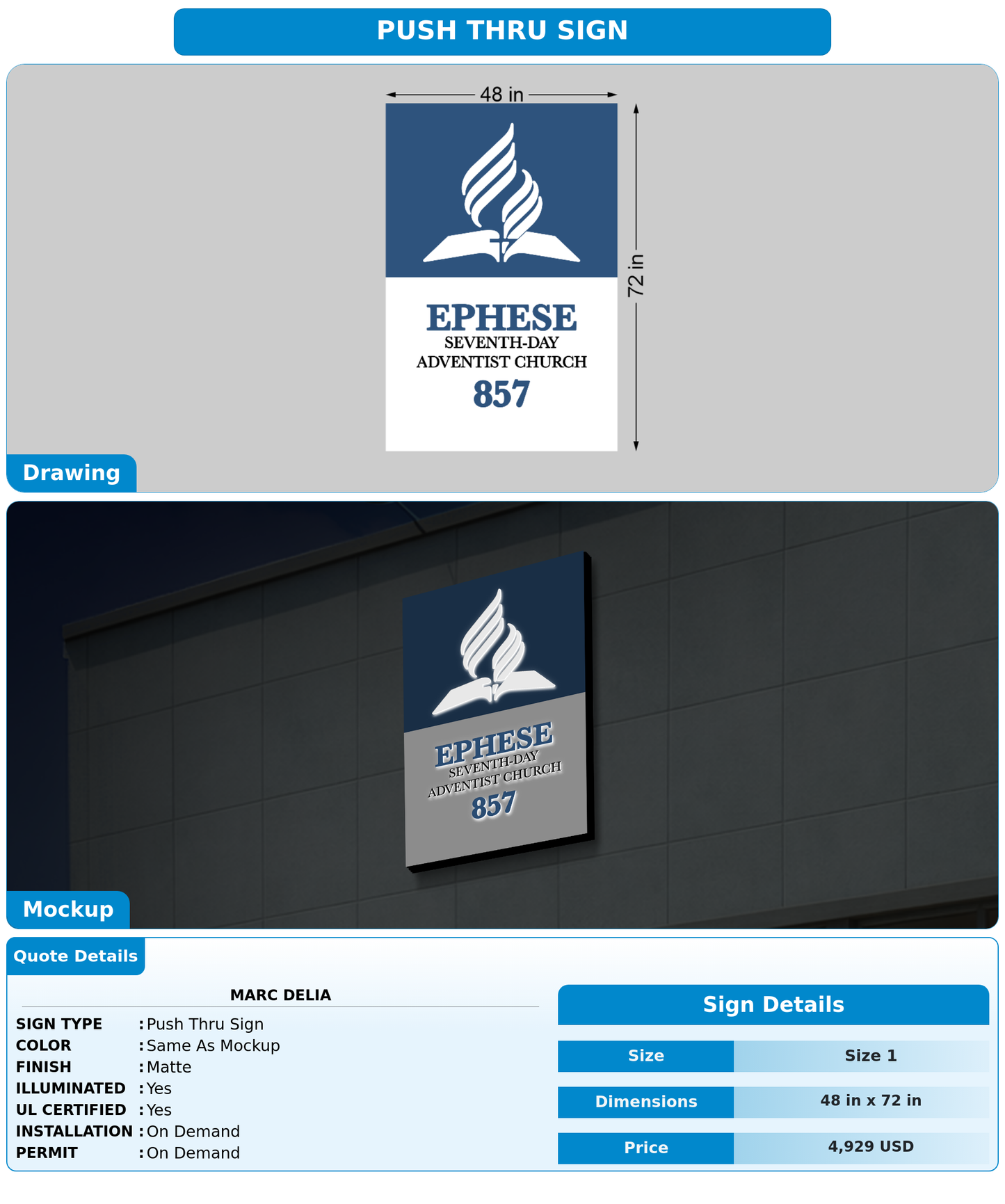 CUSTOM MOCKUP SIGN FOR Marc Delia