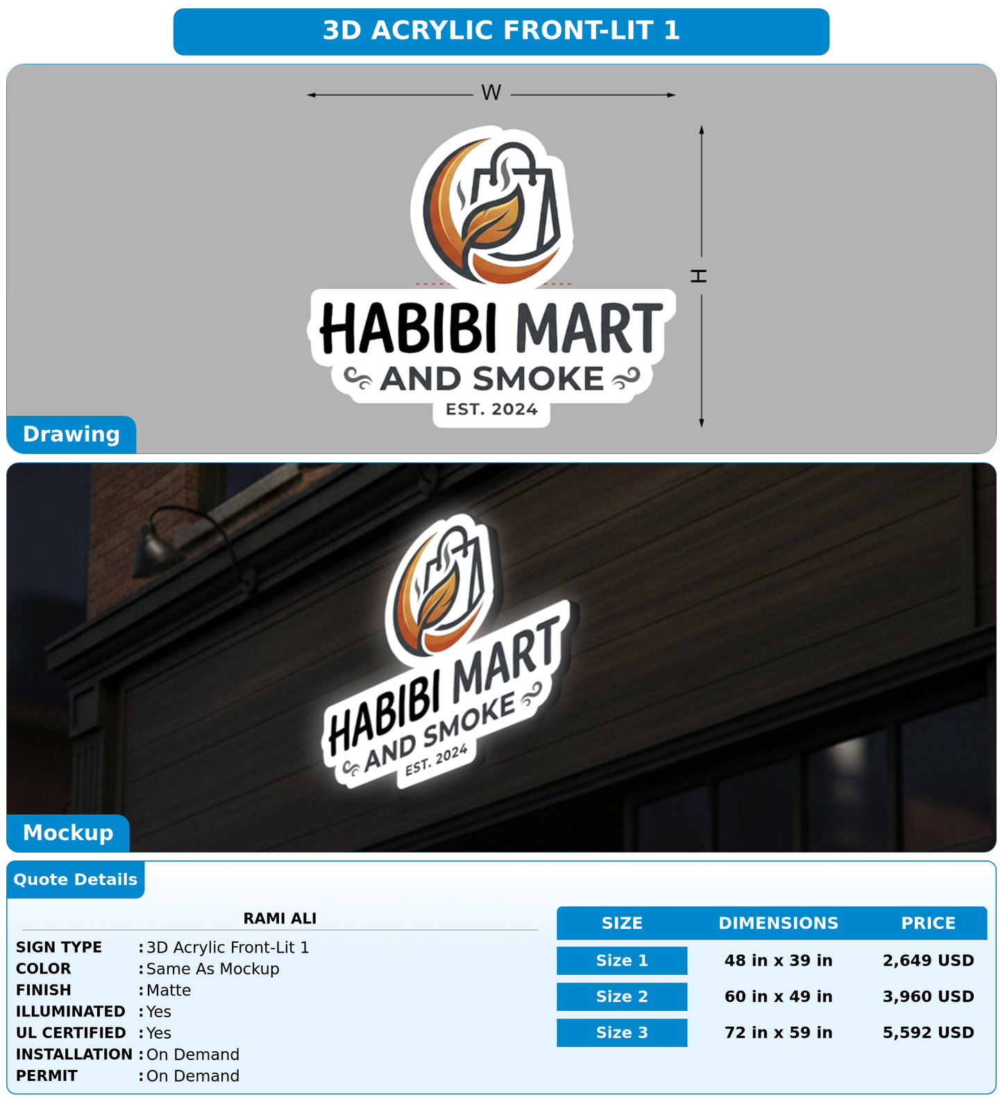 CUSTOM MOCKUP SIGN FOR Rami ali