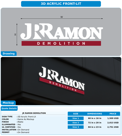 CUSTOM MOCKUP SIGN FOR JR Ramon Demolition