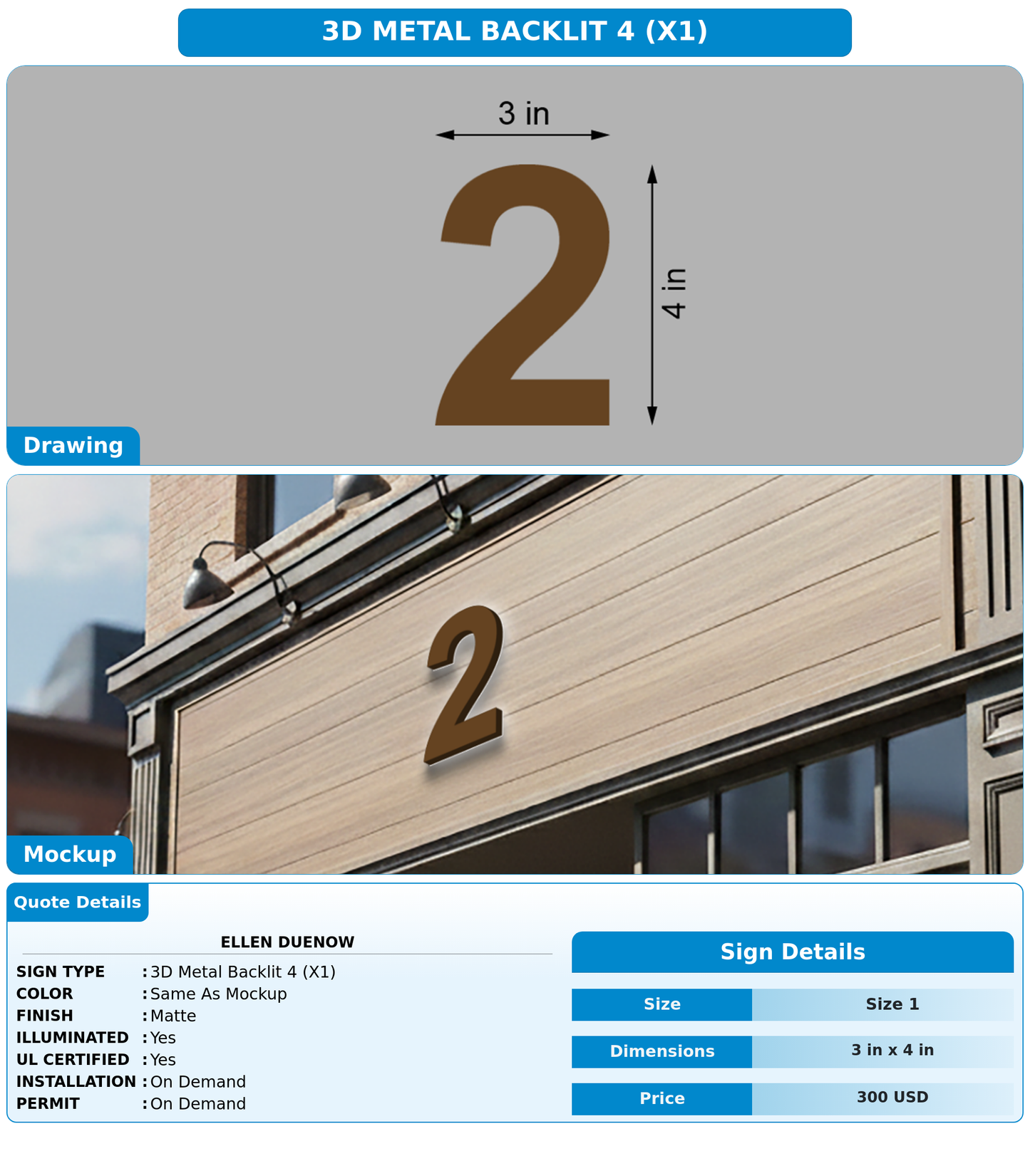 CUSTOM MOCKUP SIGN FOR Ellen Duenow
