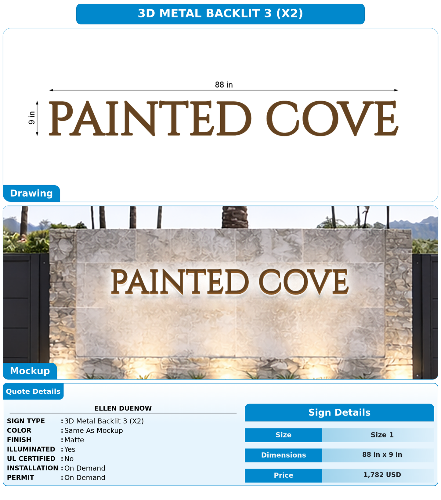 CUSTOM MOCKUP SIGN FOR Ellen Duenow