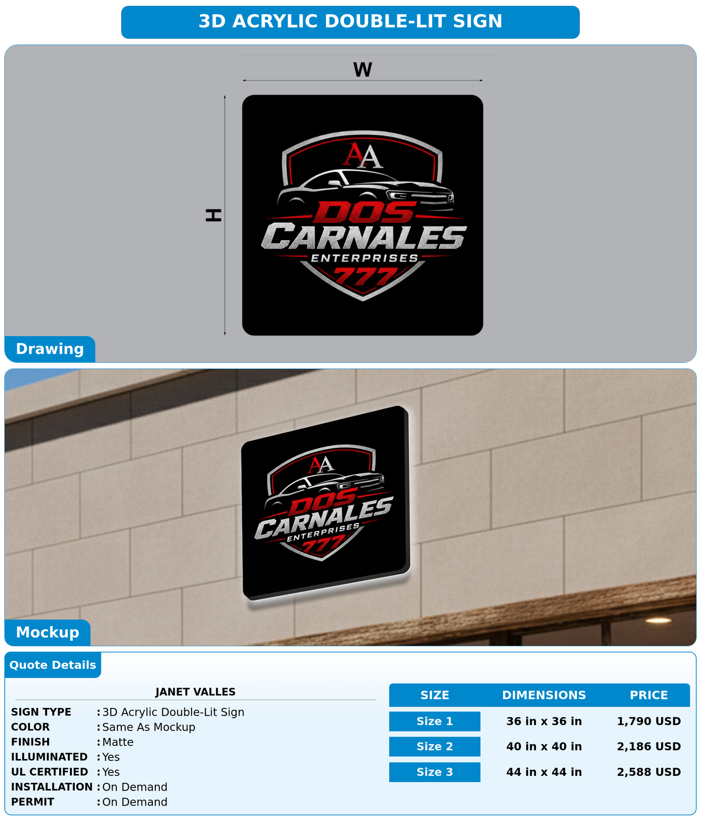 CUSTOM MOCKUP SIGN FOR Janet valles