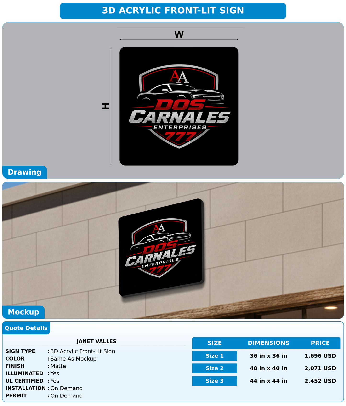 CUSTOM MOCKUP SIGN FOR Janet valles