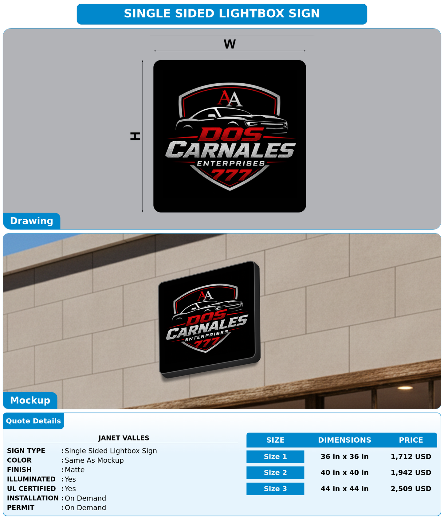 CUSTOM MOCKUP SIGN FOR Janet valles