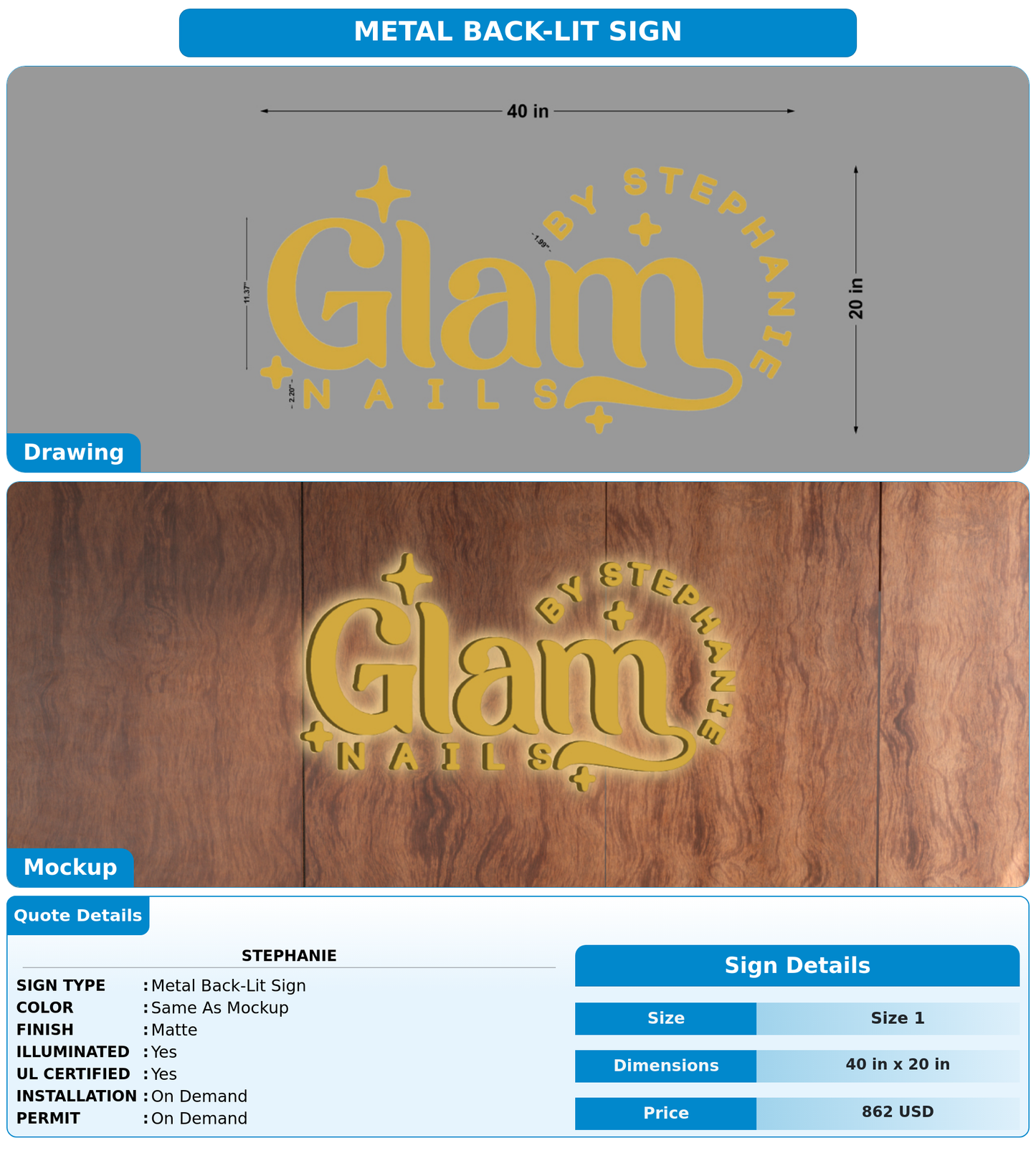 CUSTOM MOCKUP SIGN FOR Stephanie