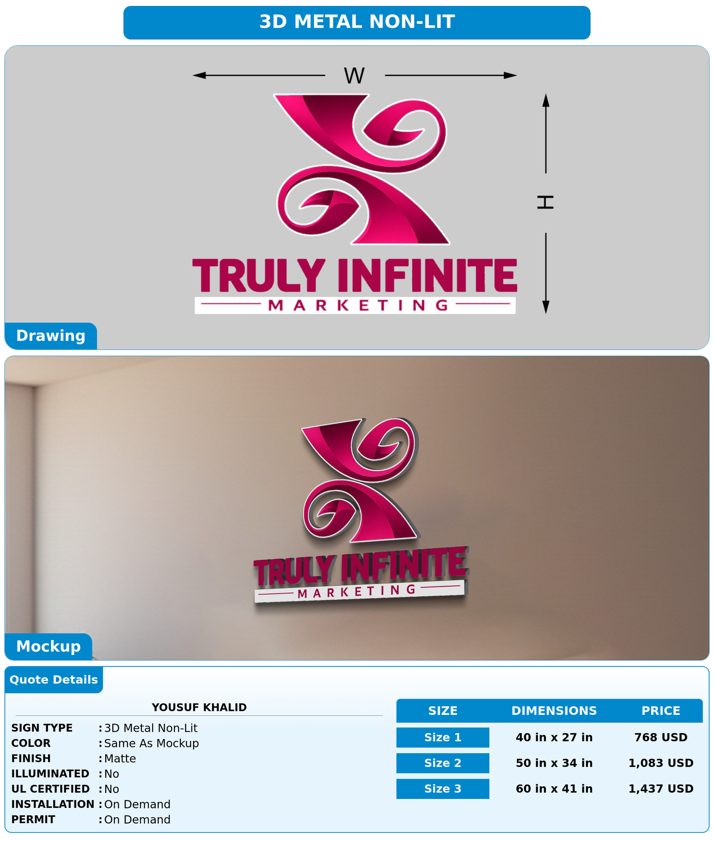CUSTOM MOCKUP SIGN FOR Yousuf Khalid
