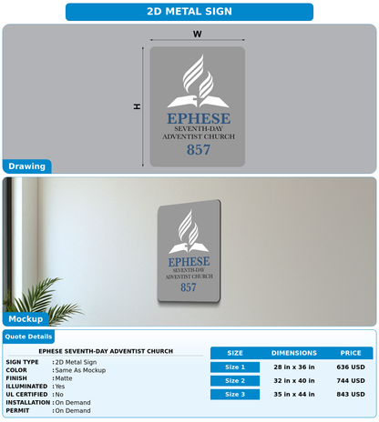 CUSTOM MOCKUP SIGN FOR Ephese Seventh-day Adventist Church