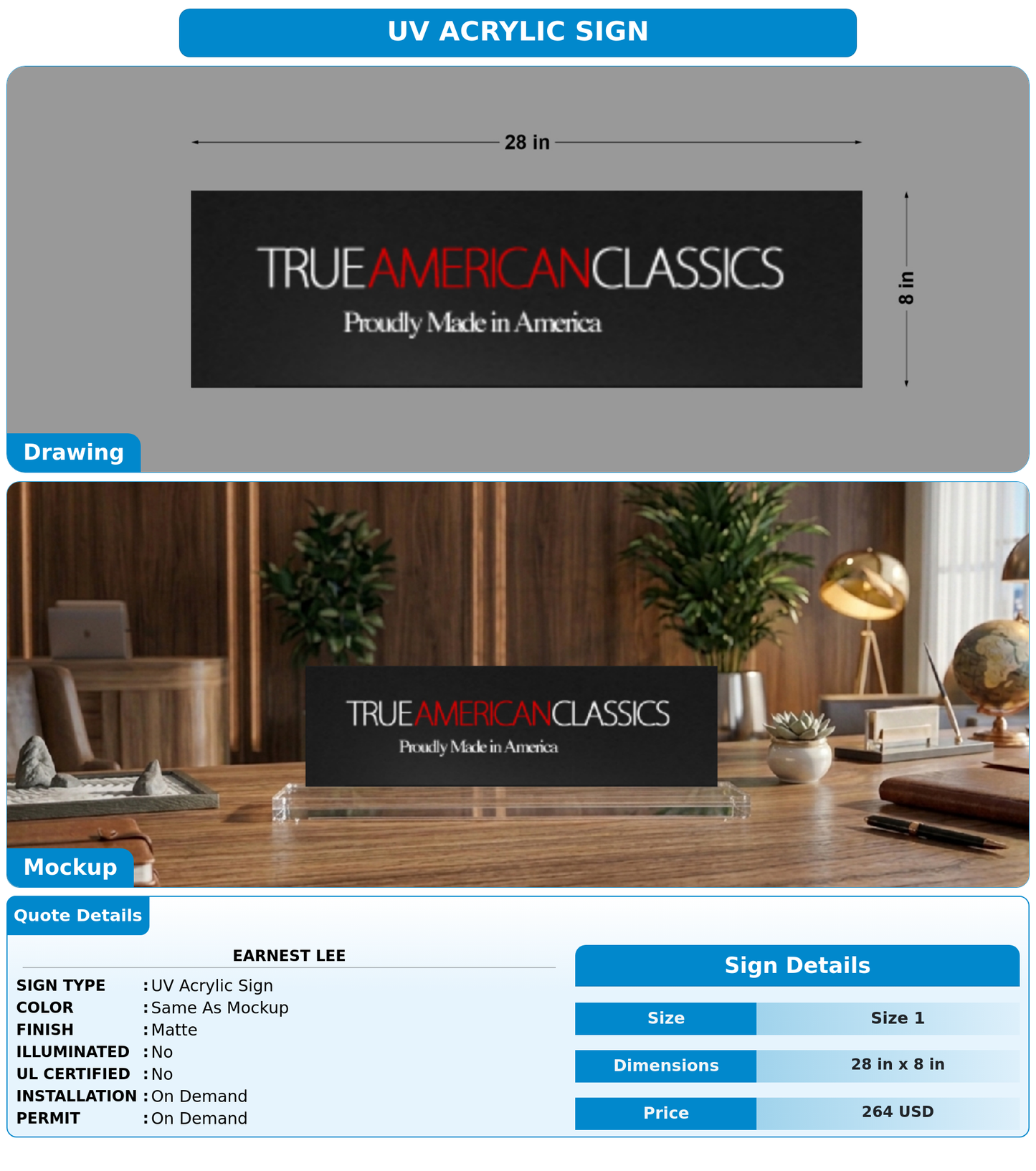 CUSTOM MOCKUP SIGN FOR Earnest Lee