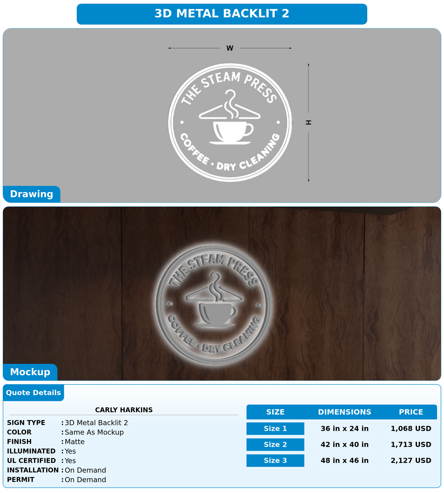 CUSTOM MOCKUP SIGN FOR Carly Harkins
