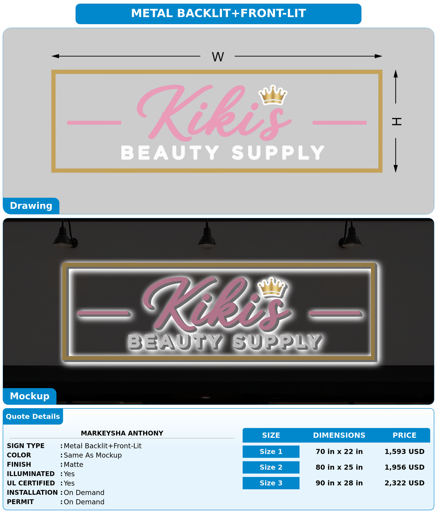 CUSTOM MOCKUP SIGN FOR Markeysha Anthony