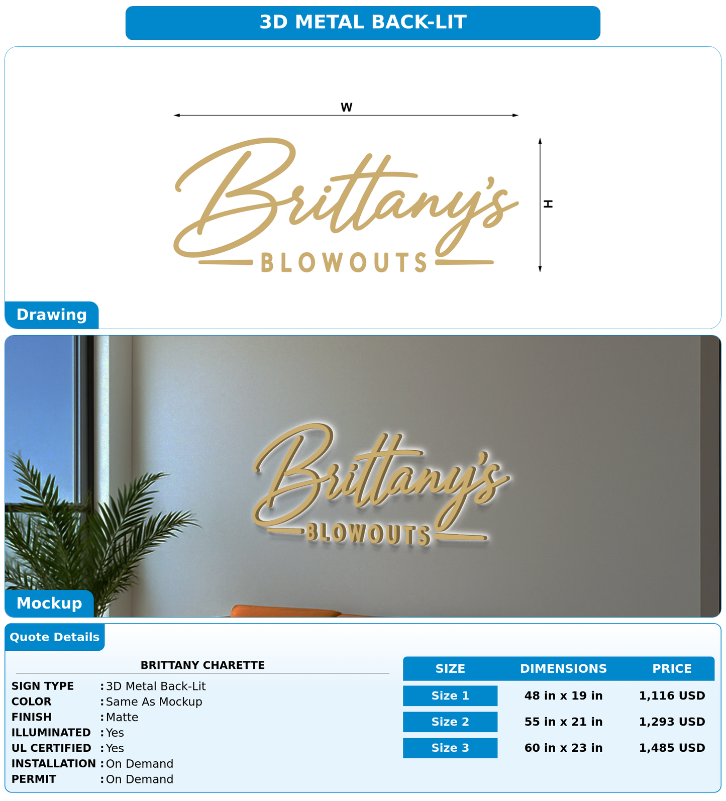 CUSTOM MOCKUP SIGN FOR BRITTANY CHARETTE