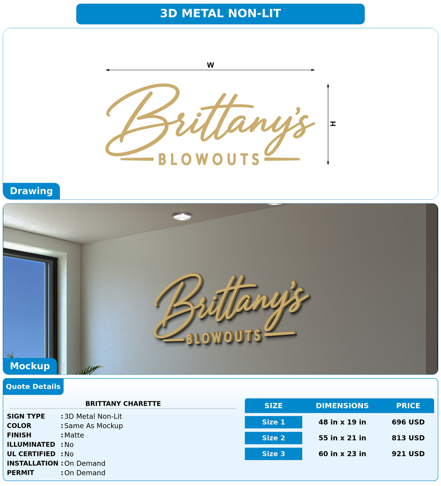 CUSTOM MOCKUP SIGN FOR BRITTANY CHARETTE