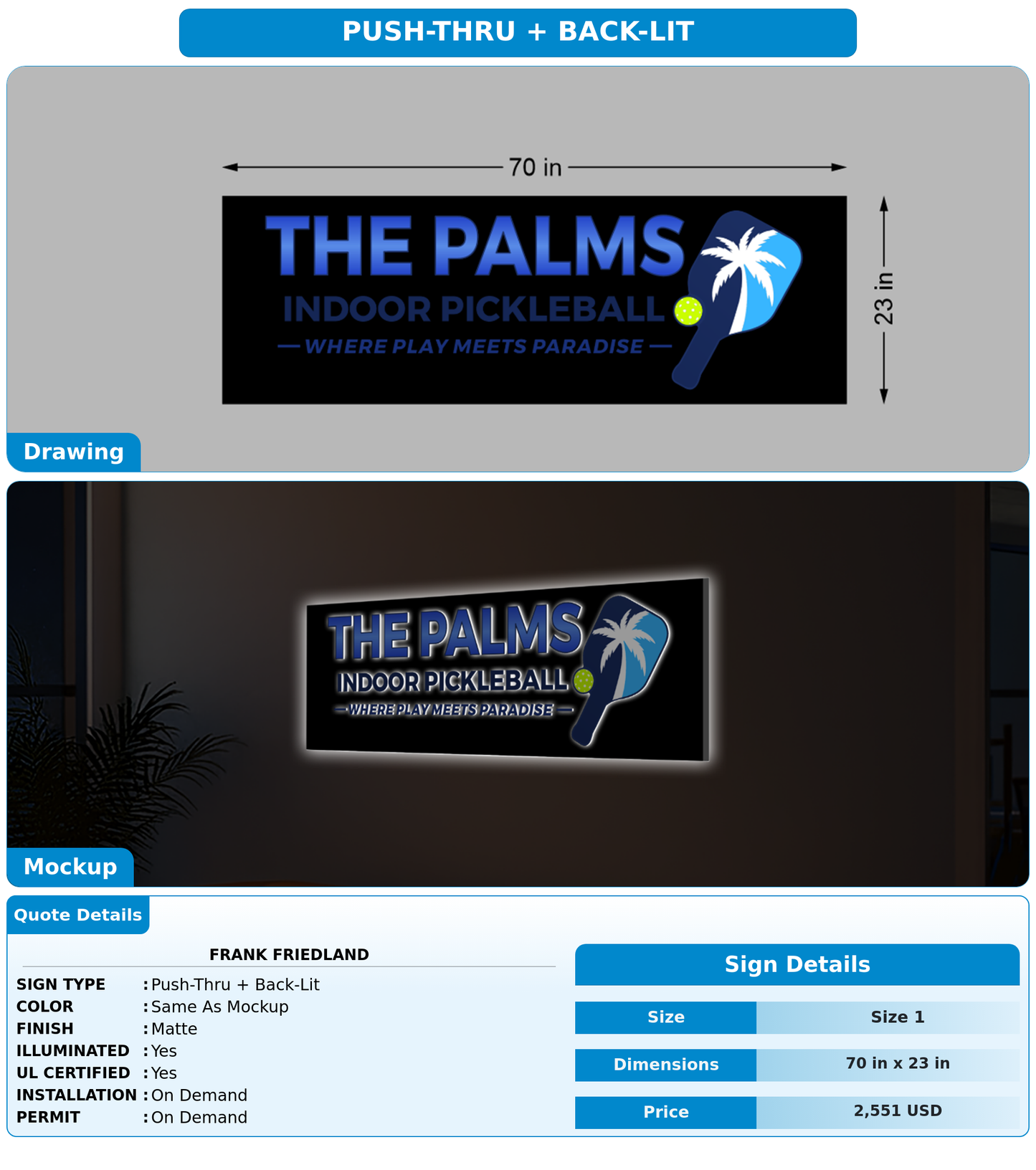 CUSTOM MOCKUP SIGN FOR Frank Friedland