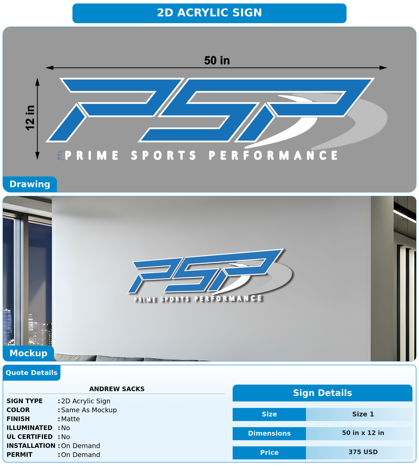 CUSTOM MOCKUP SIGN FOR Andrew Sacks