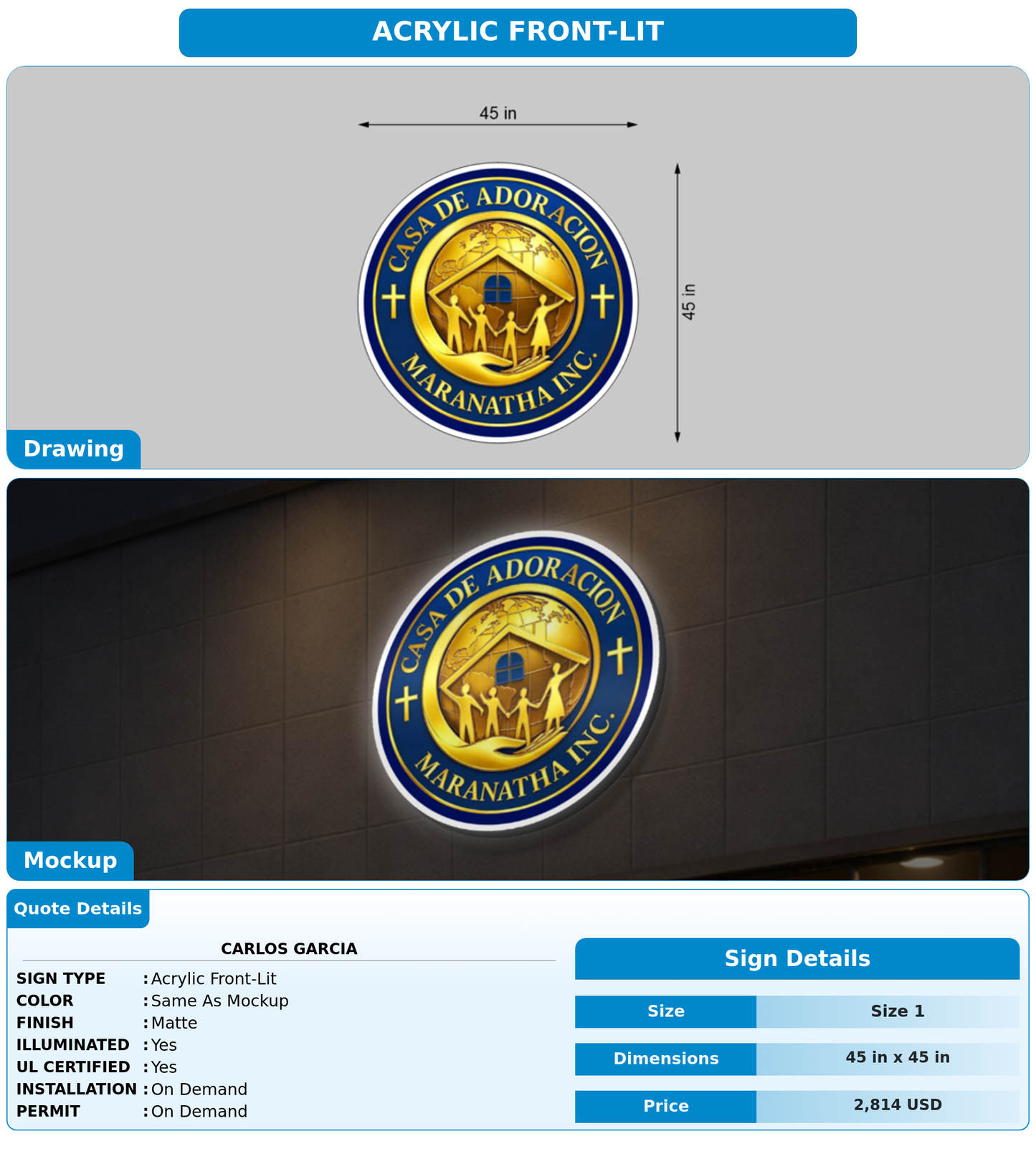 CUSTOM MOCKUP SIGN FOR Carlos garcia