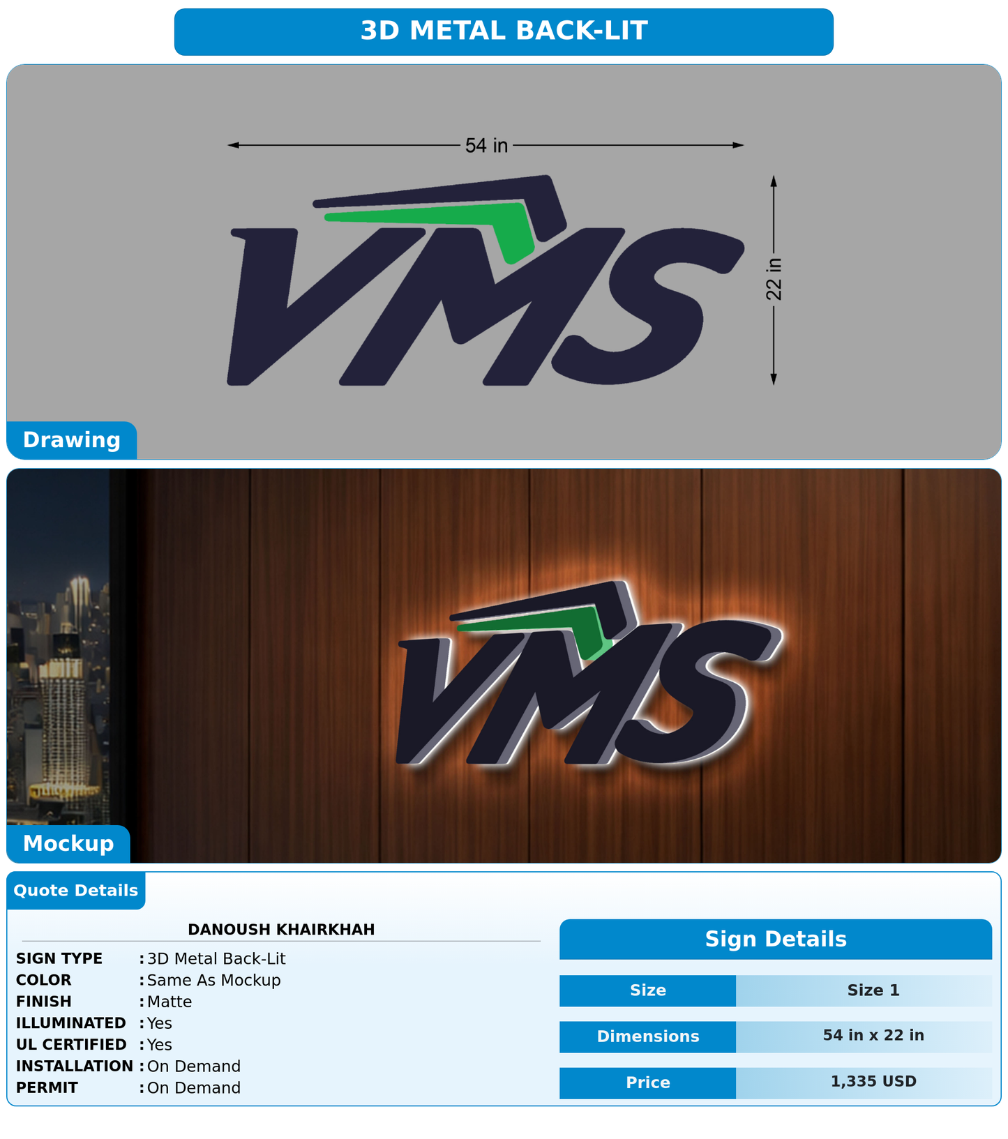 CUSTOM MOCKUP SIGN FOR Danoush Khairkhah
