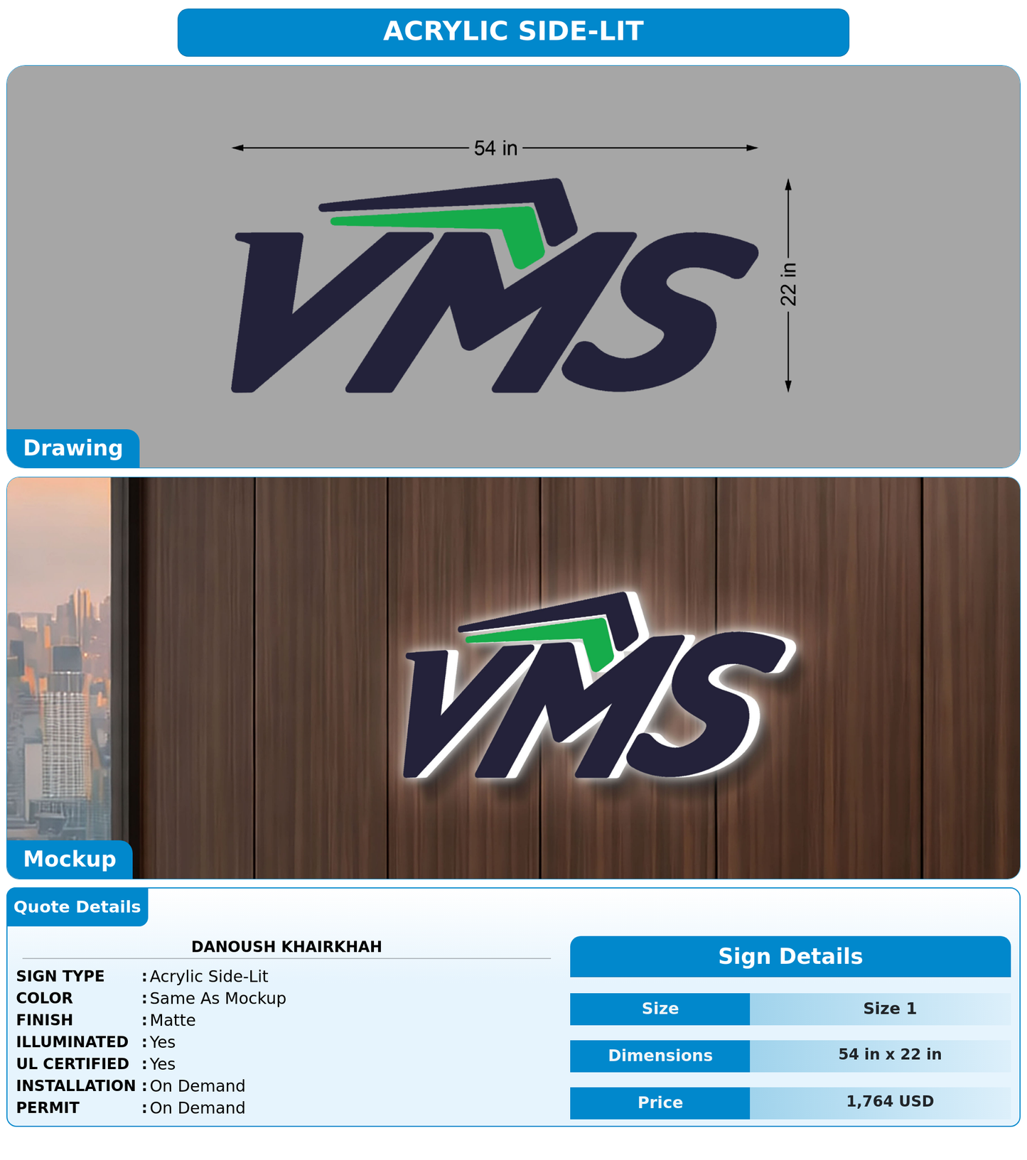 CUSTOM MOCKUP SIGN FOR Danoush Khairkhah