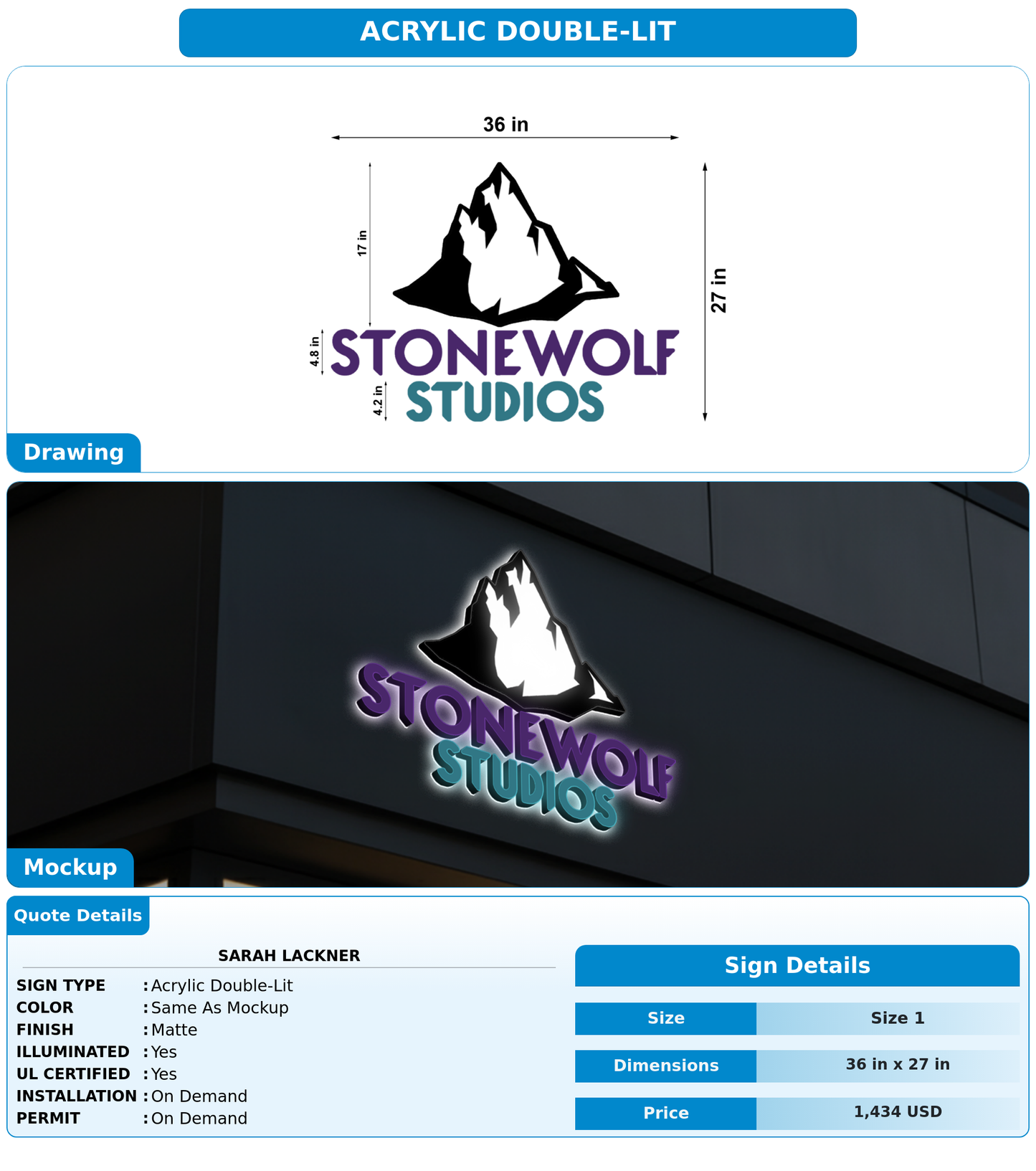 CUSTOM MOCKUP SIGN FOR Sarah Lackner