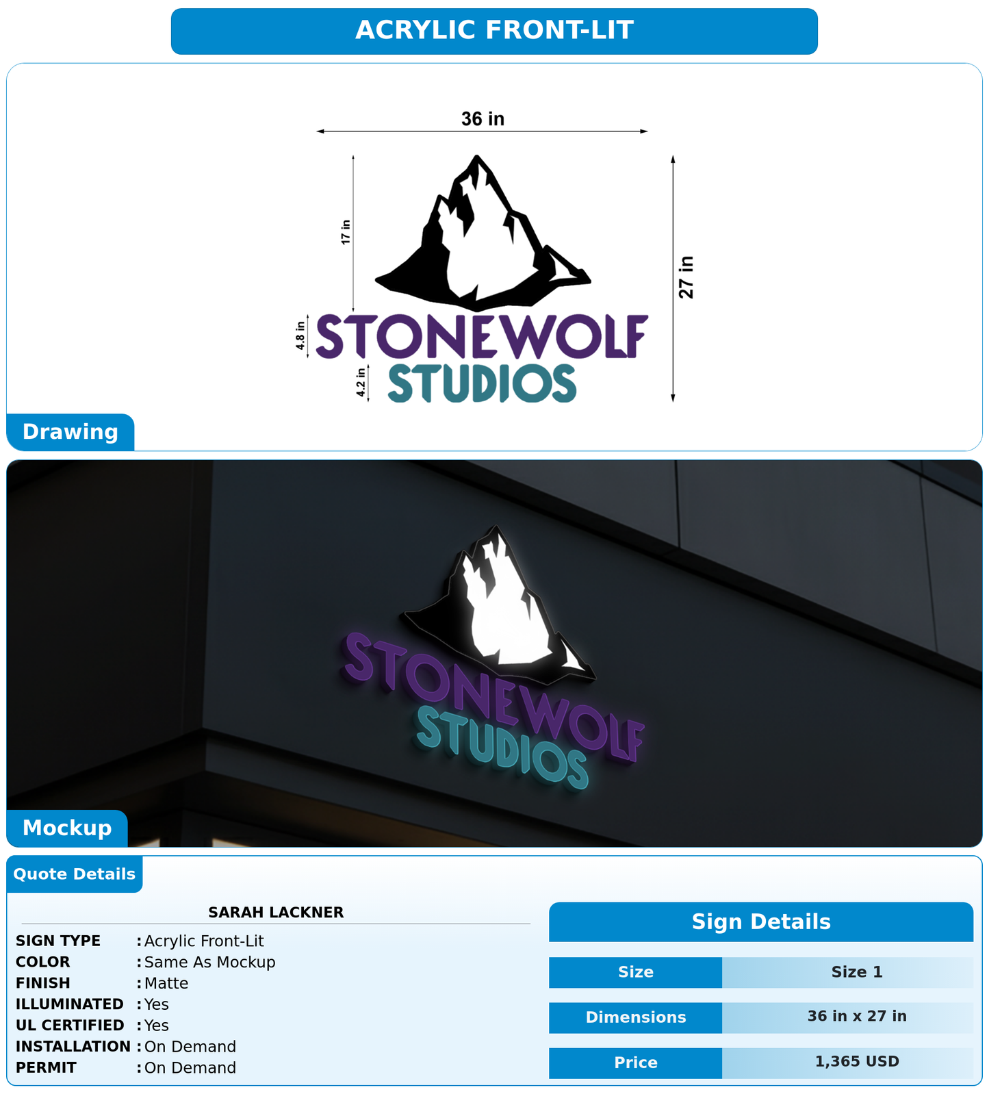 CUSTOM MOCKUP SIGN FOR Sarah Lackner