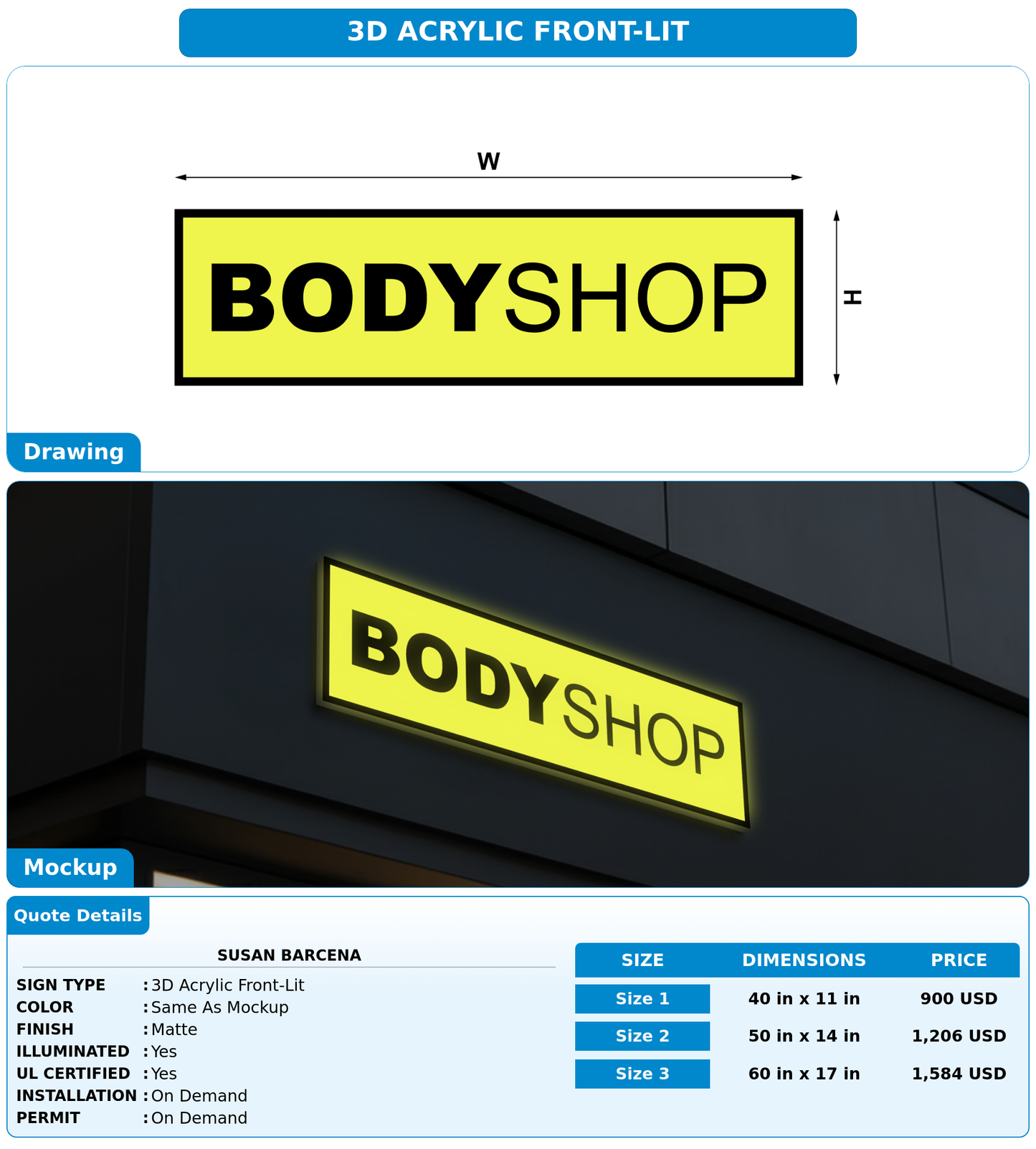 CUSTOM MOCKUP SIGN FOR Susan Barcena