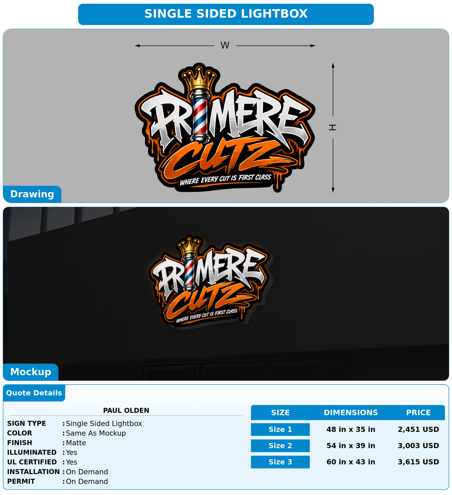 CUSTOM MOCKUP SIGN FOR Paul Olden