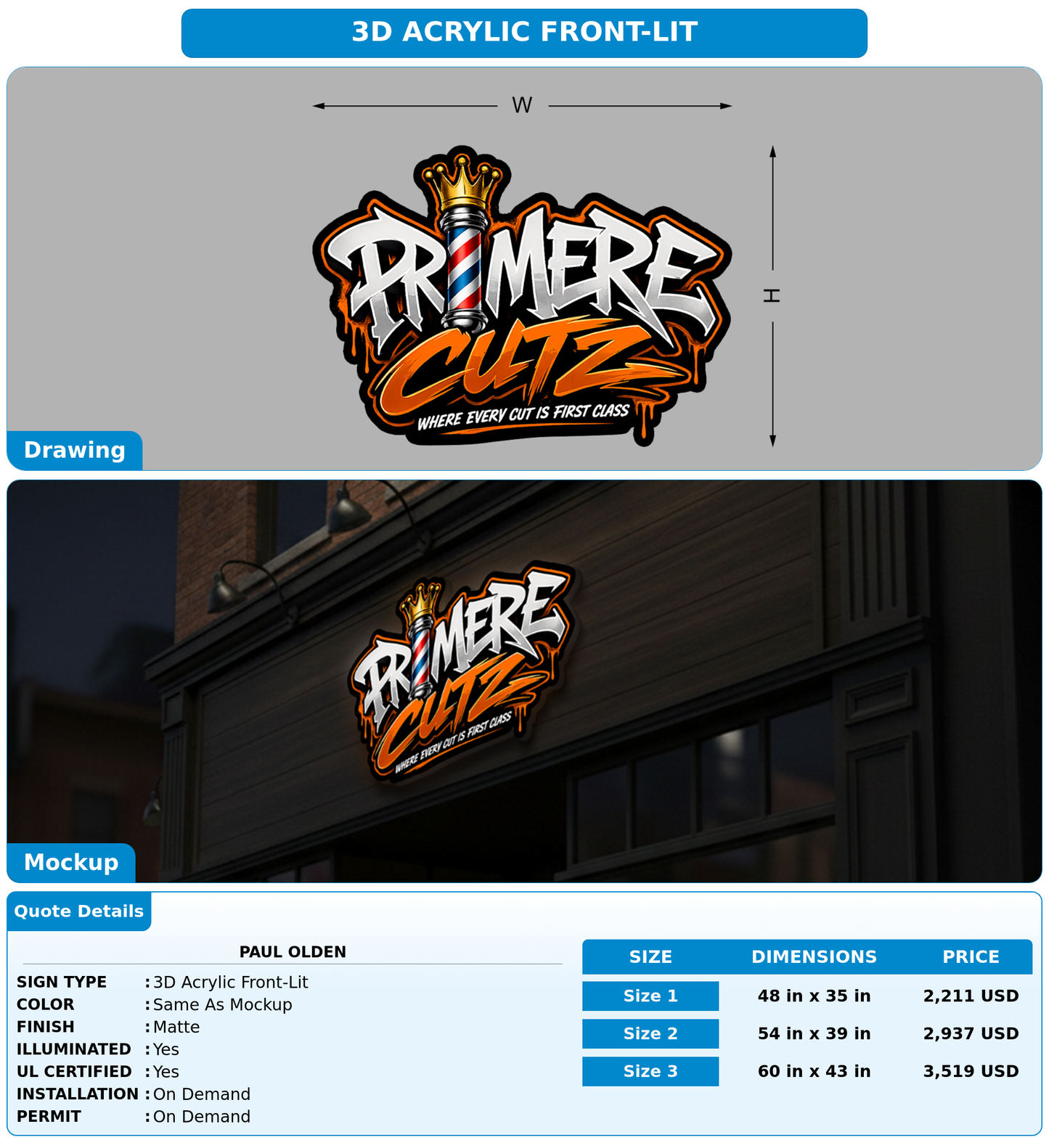 CUSTOM MOCKUP SIGN FOR Paul Olden