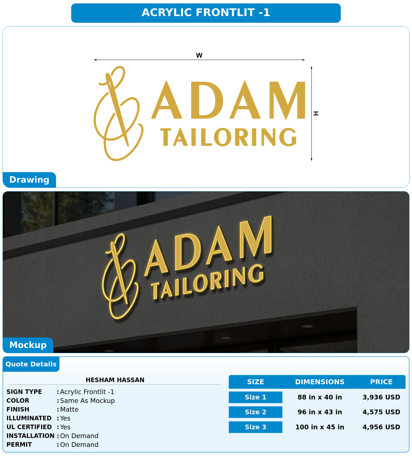 CUSTOM MOCKUP SIGN FOR Hesham hassan