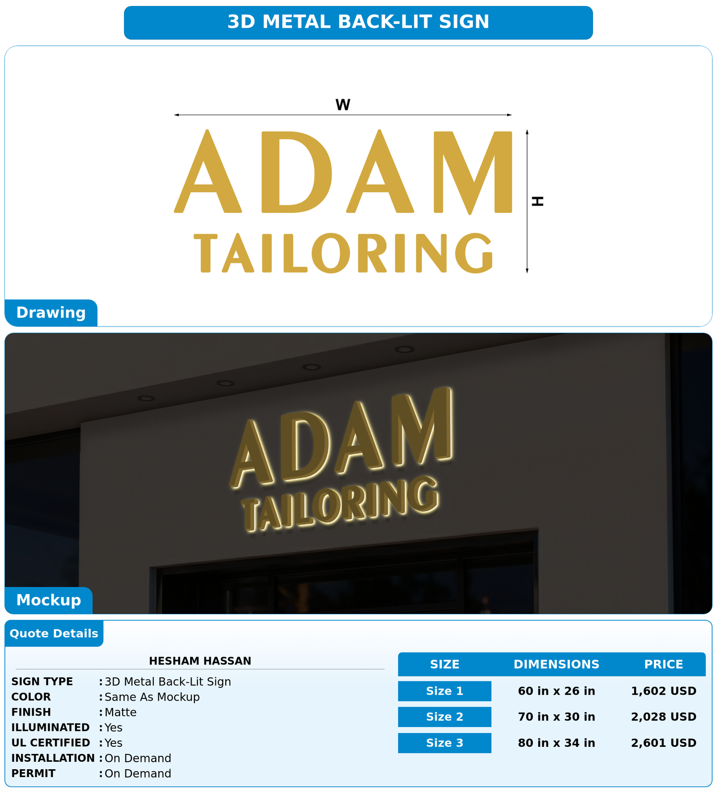 CUSTOM MOCKUP SIGN FOR Hesham hassan