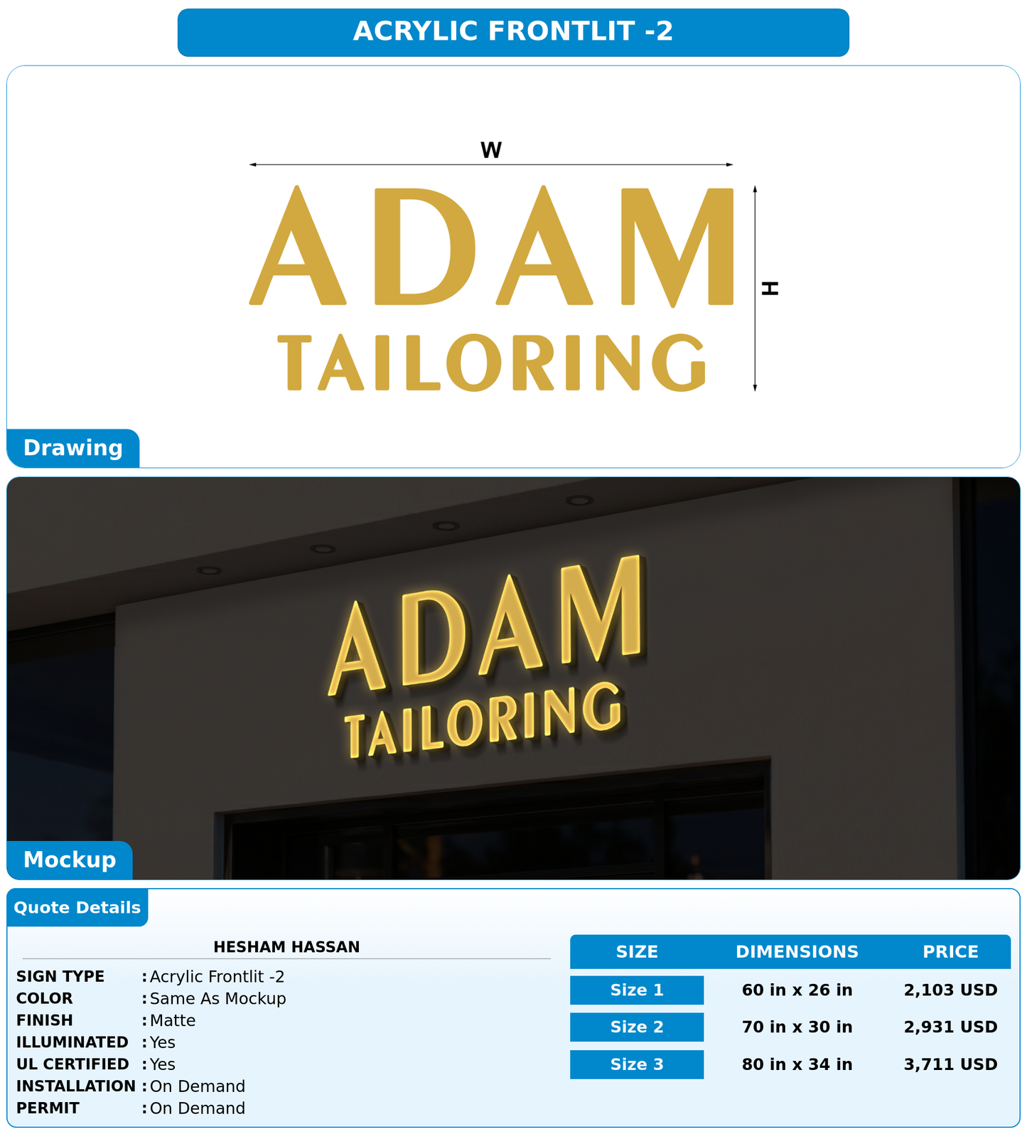 CUSTOM MOCKUP SIGN FOR Hesham hassan