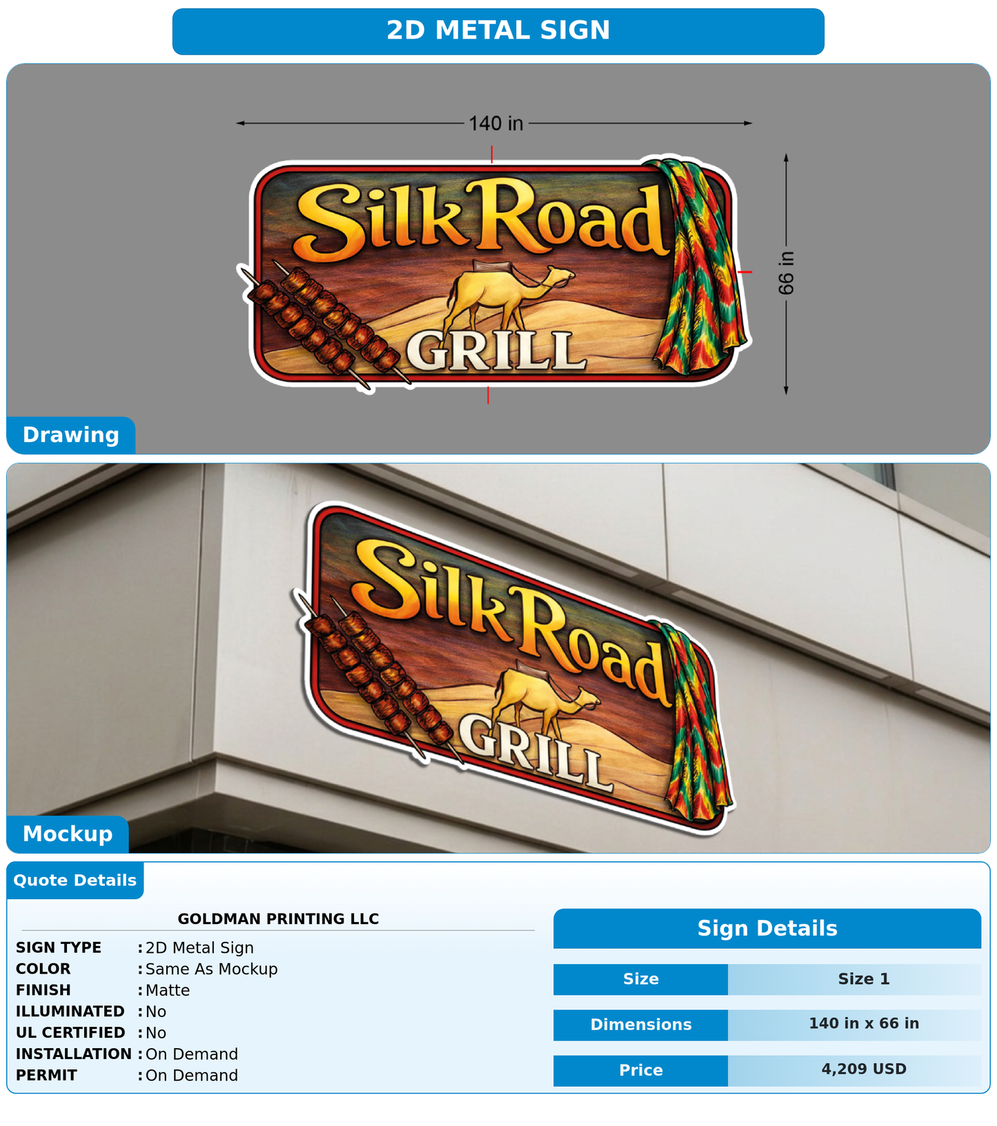 CUSTOM MOCKUP SIGN FOR Goldman Printing LLC