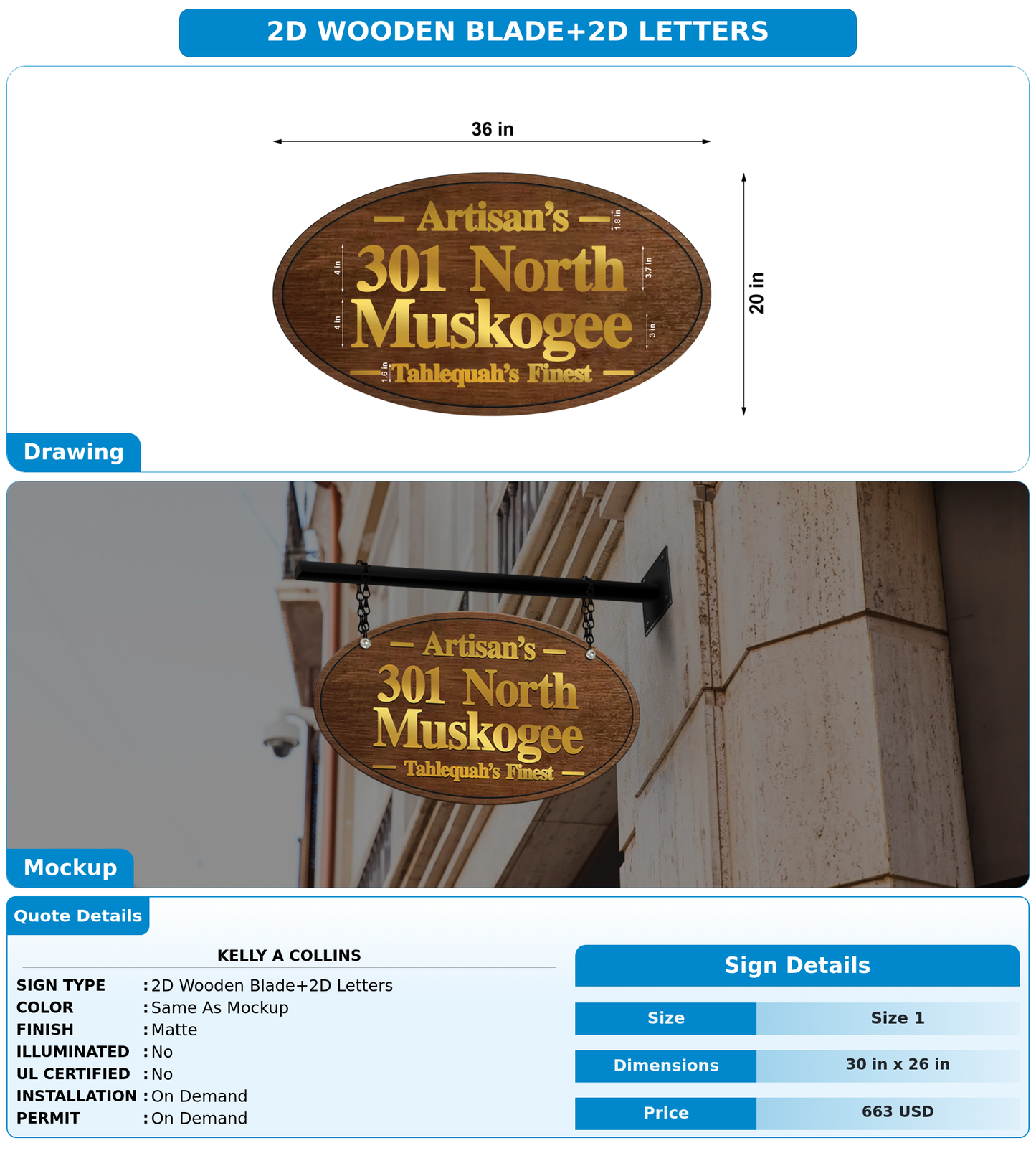 CUSTOM MOCKUP SIGN FOR Kelly A Collins