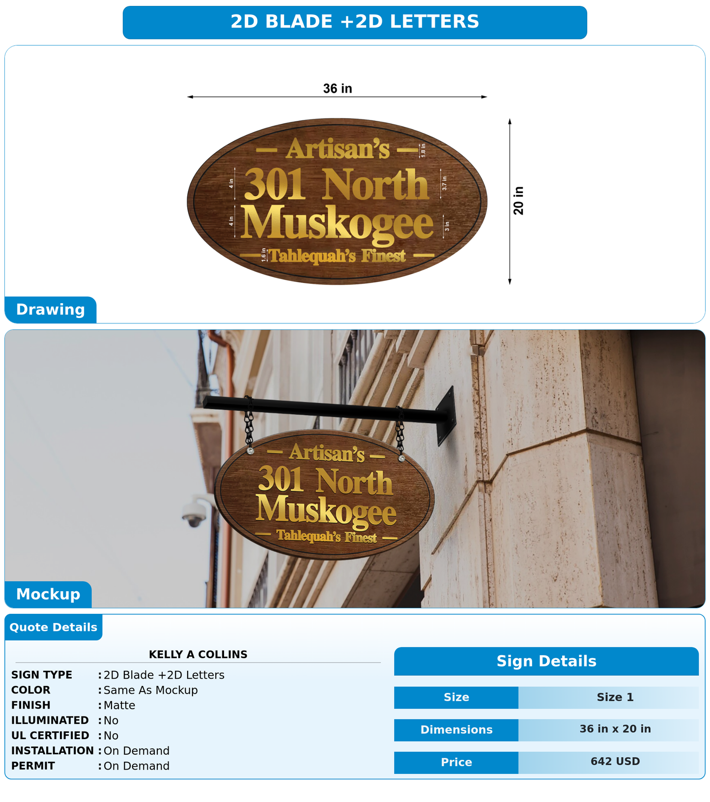 CUSTOM MOCKUP SIGN FOR Kelly A Collins