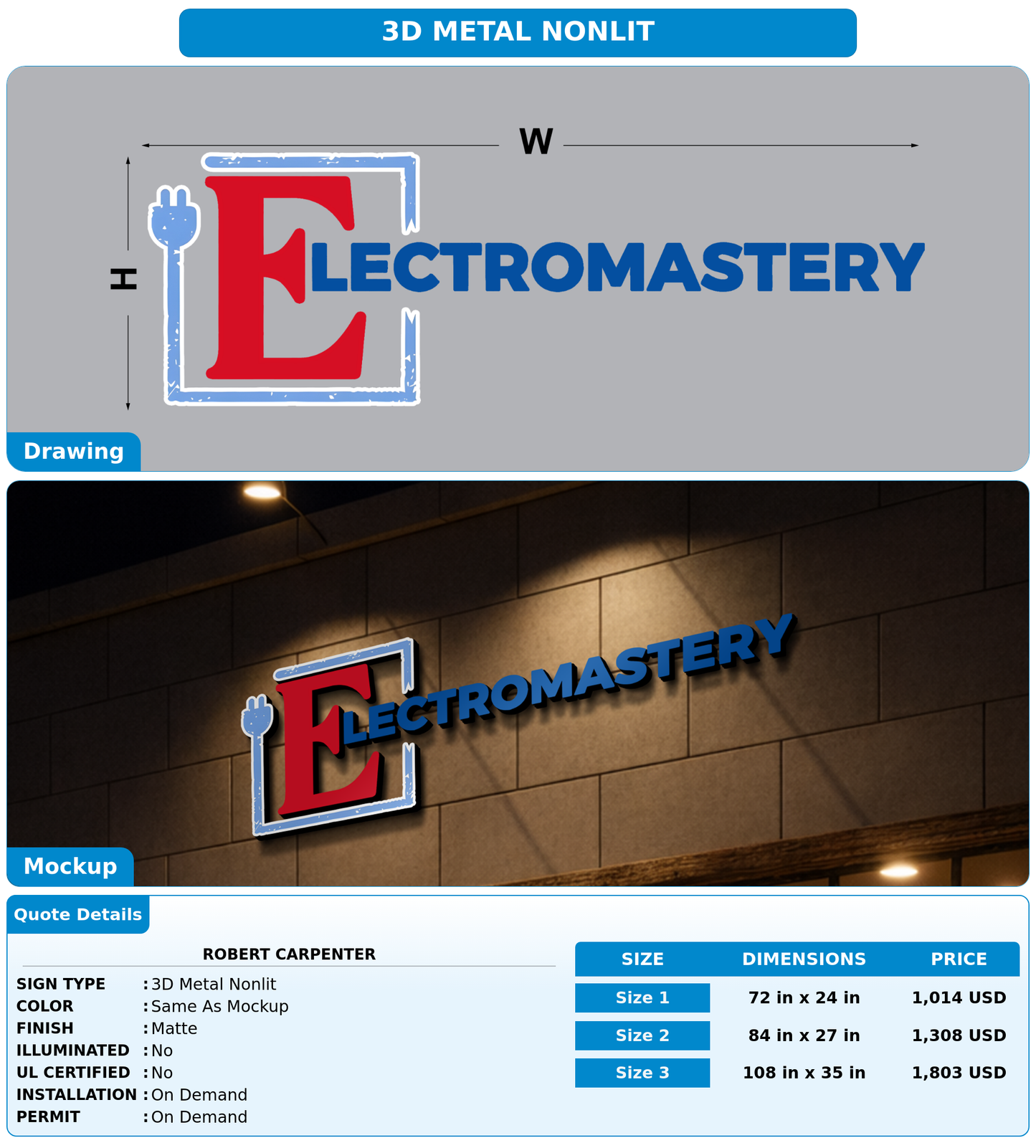 CUSTOM MOCKUP SIGN FOR robert Carpenter