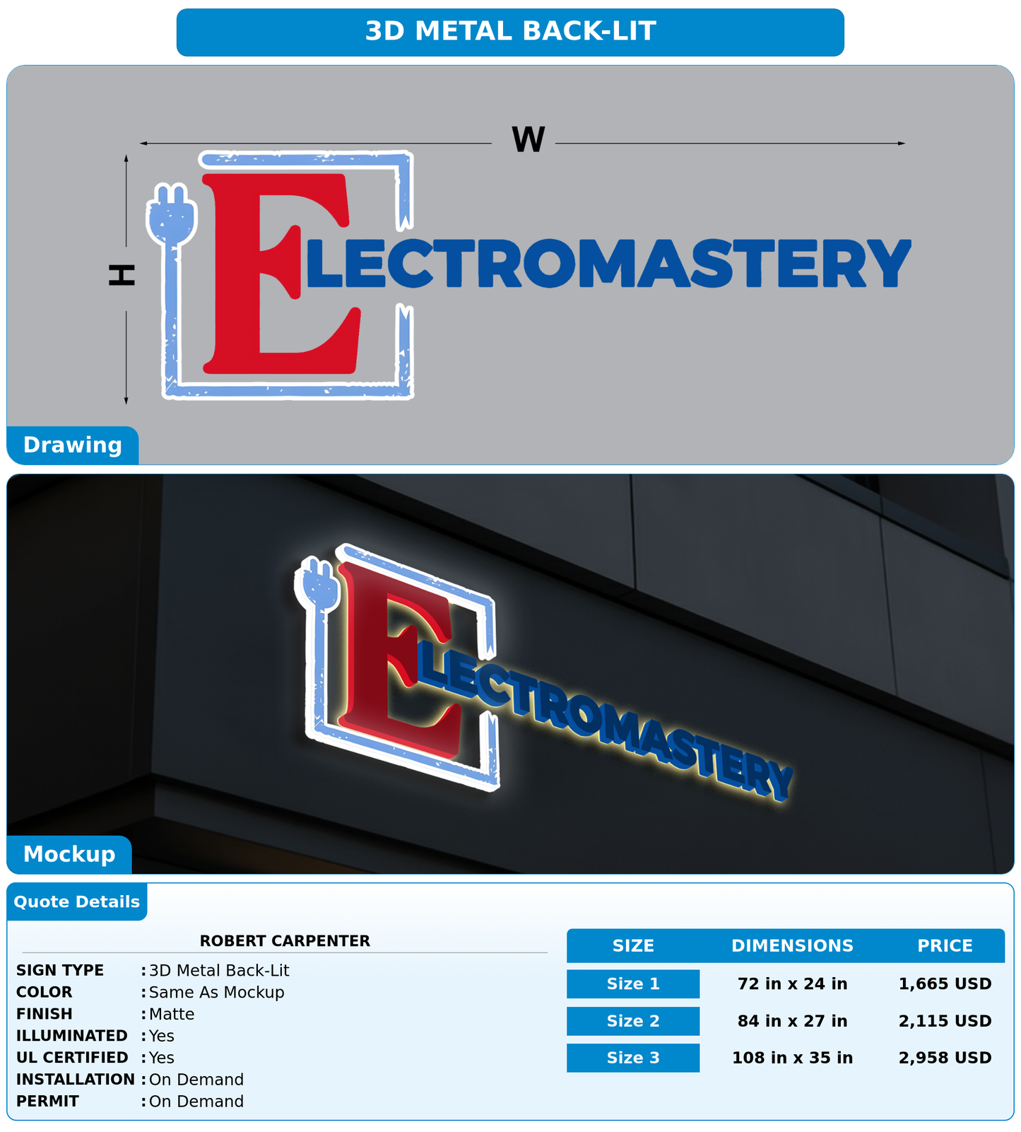 CUSTOM MOCKUP SIGN FOR robert Carpenter