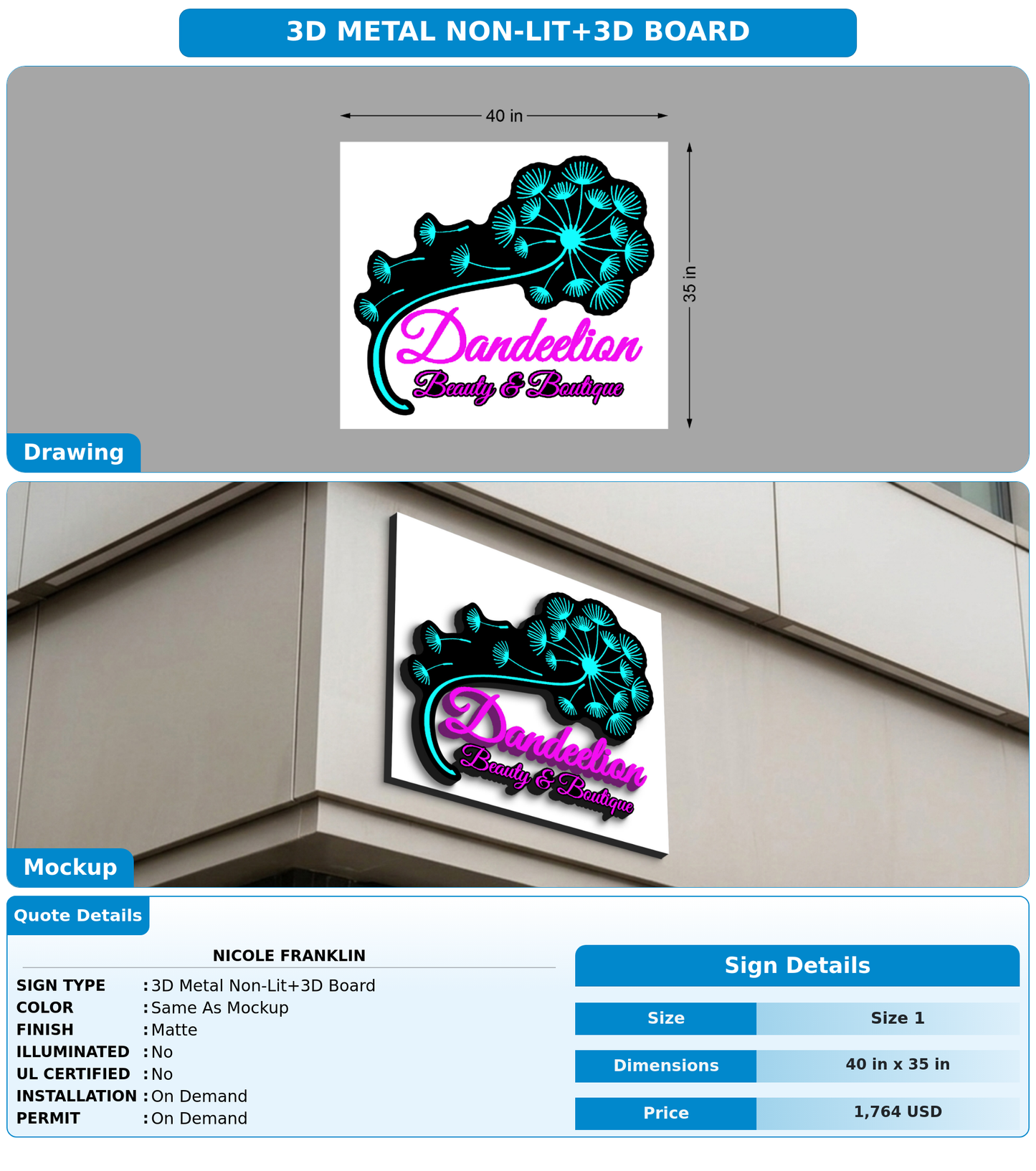 CUSTOM MOCKUP SIGN FOR Nicole Franklin