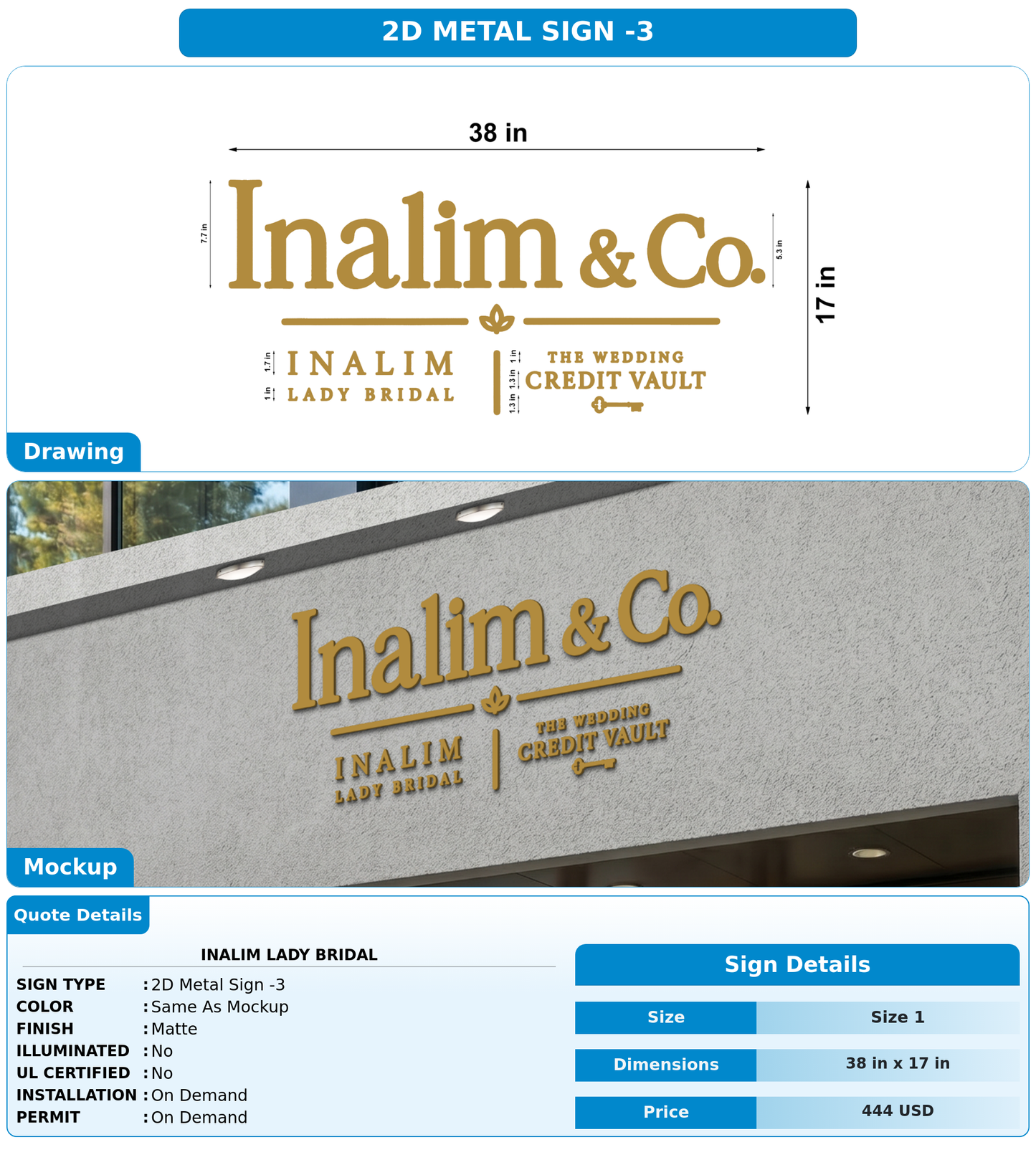 CUSTOM MOCKUP SIGN FOR Inalim Lady Bridal