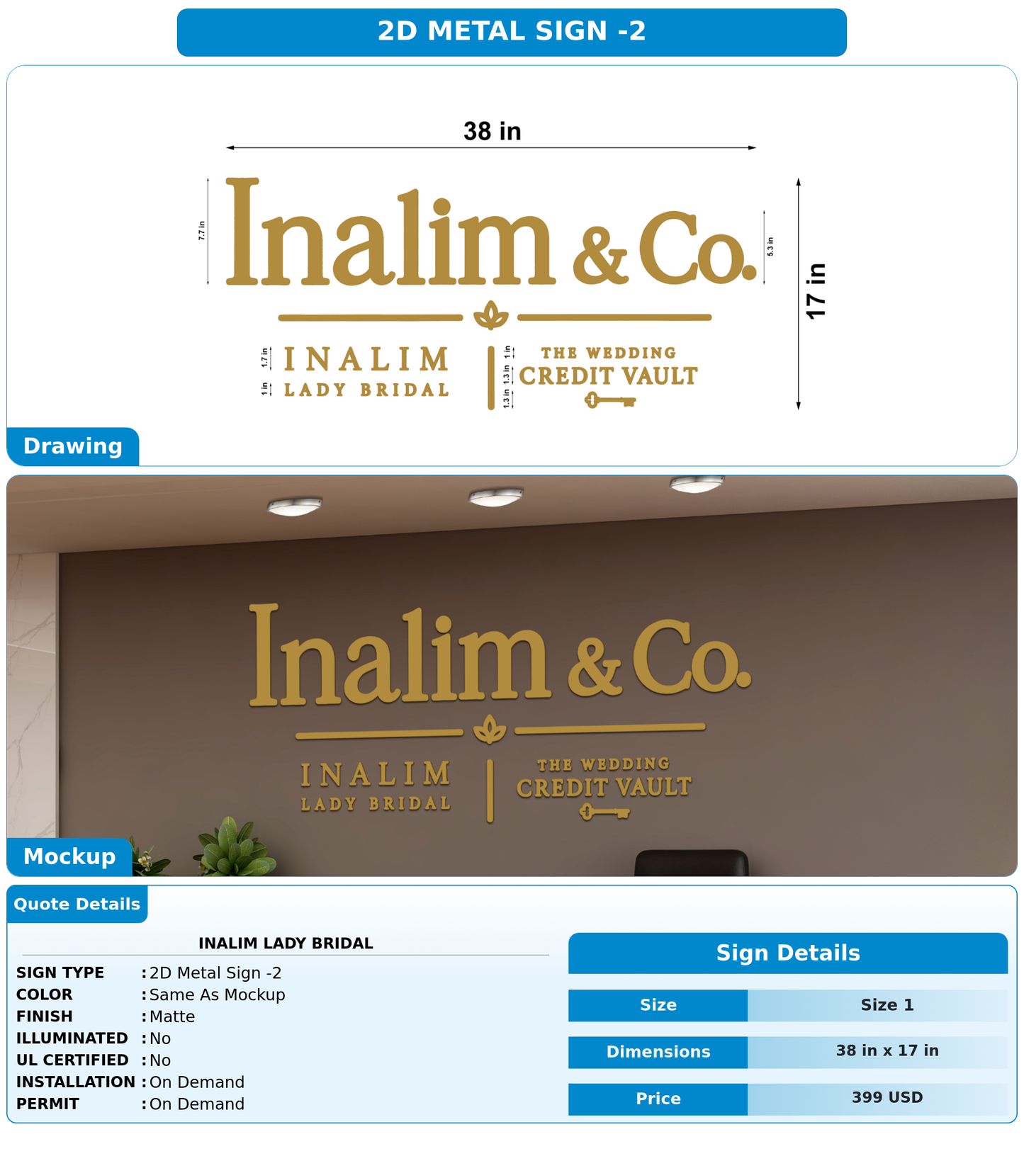 CUSTOM MOCKUP SIGN FOR Inalim Lady Bridal