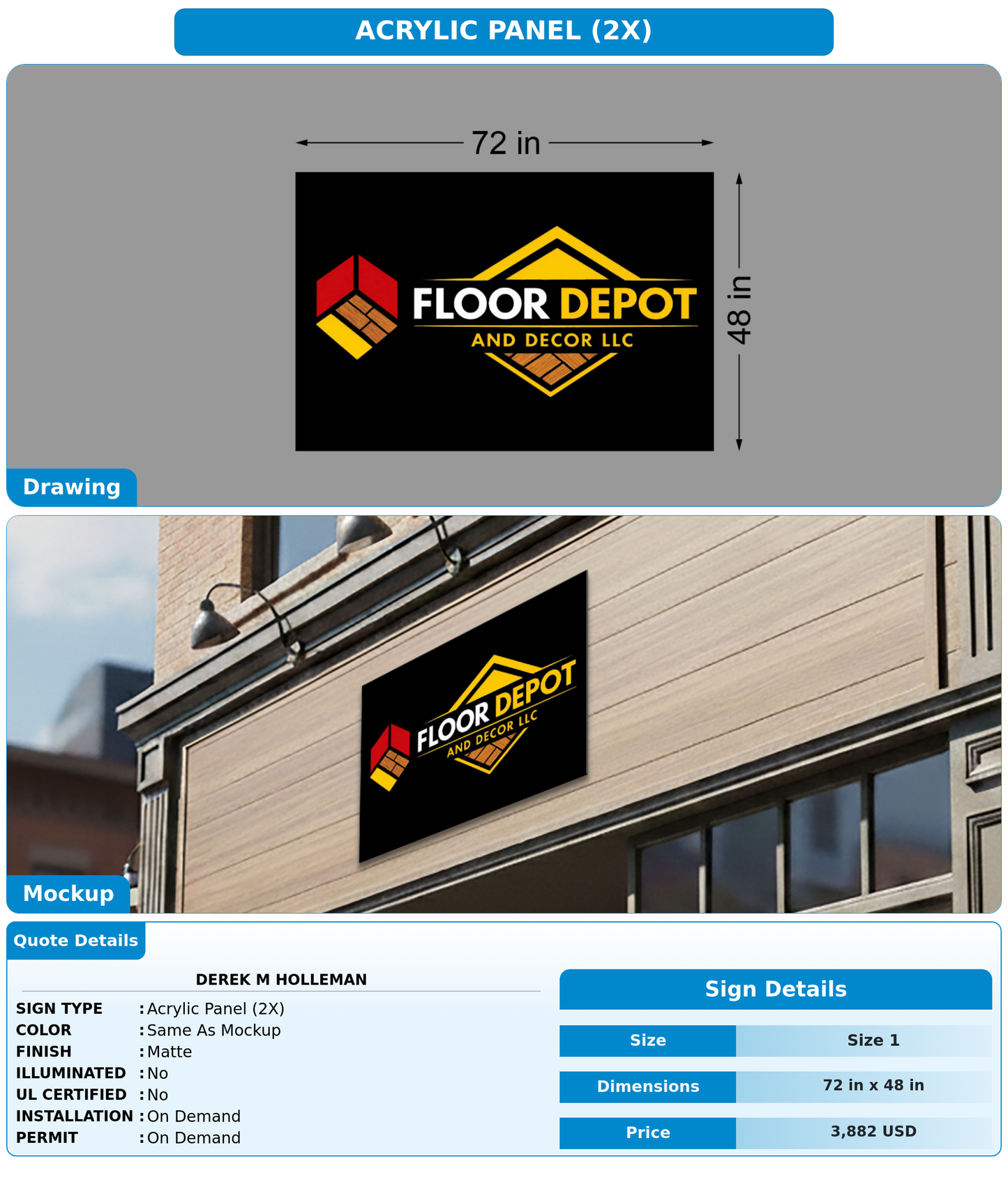 CUSTOM MOCKUP SIGN FOR Derek M Holleman