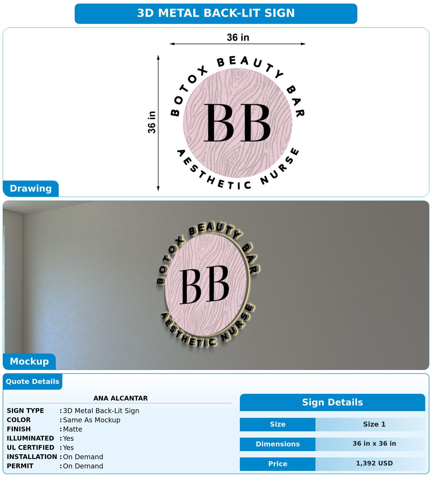 CUSTOM MOCKUP SIGN FOR Ana Alcantar