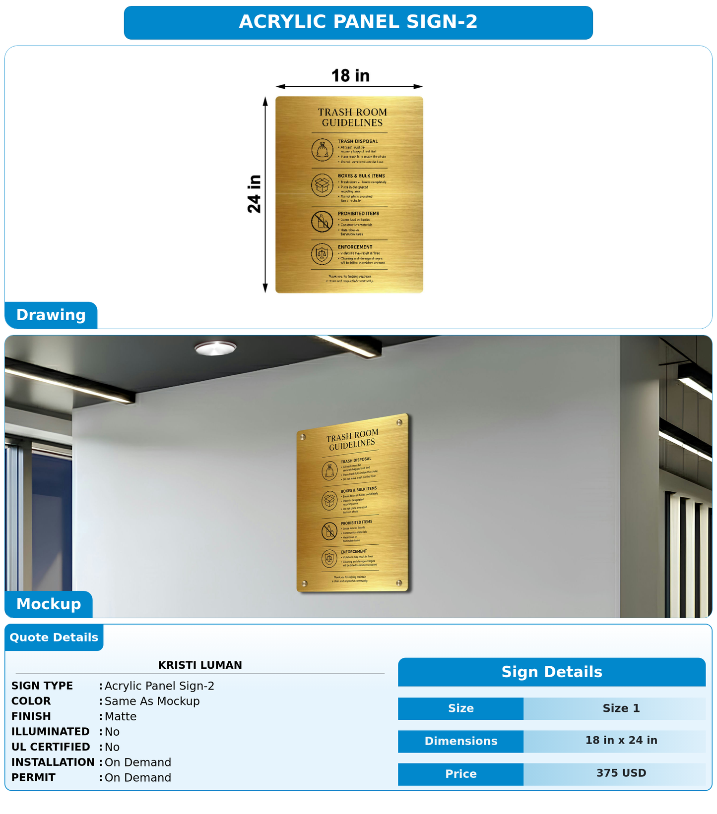 CUSTOM MOCKUP SIGN FOR Kristi Luman