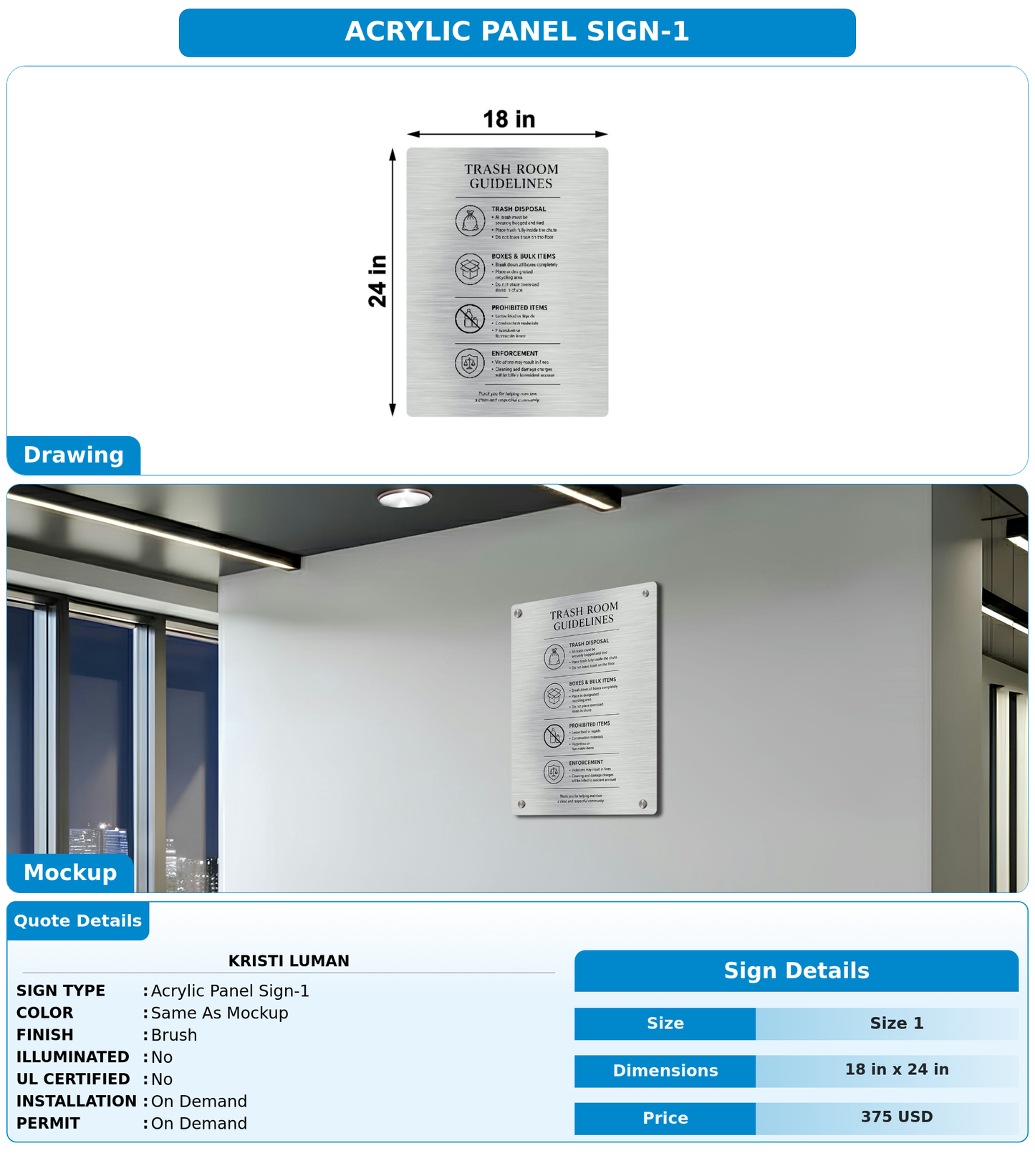 CUSTOM MOCKUP SIGN FOR Kristi Luman