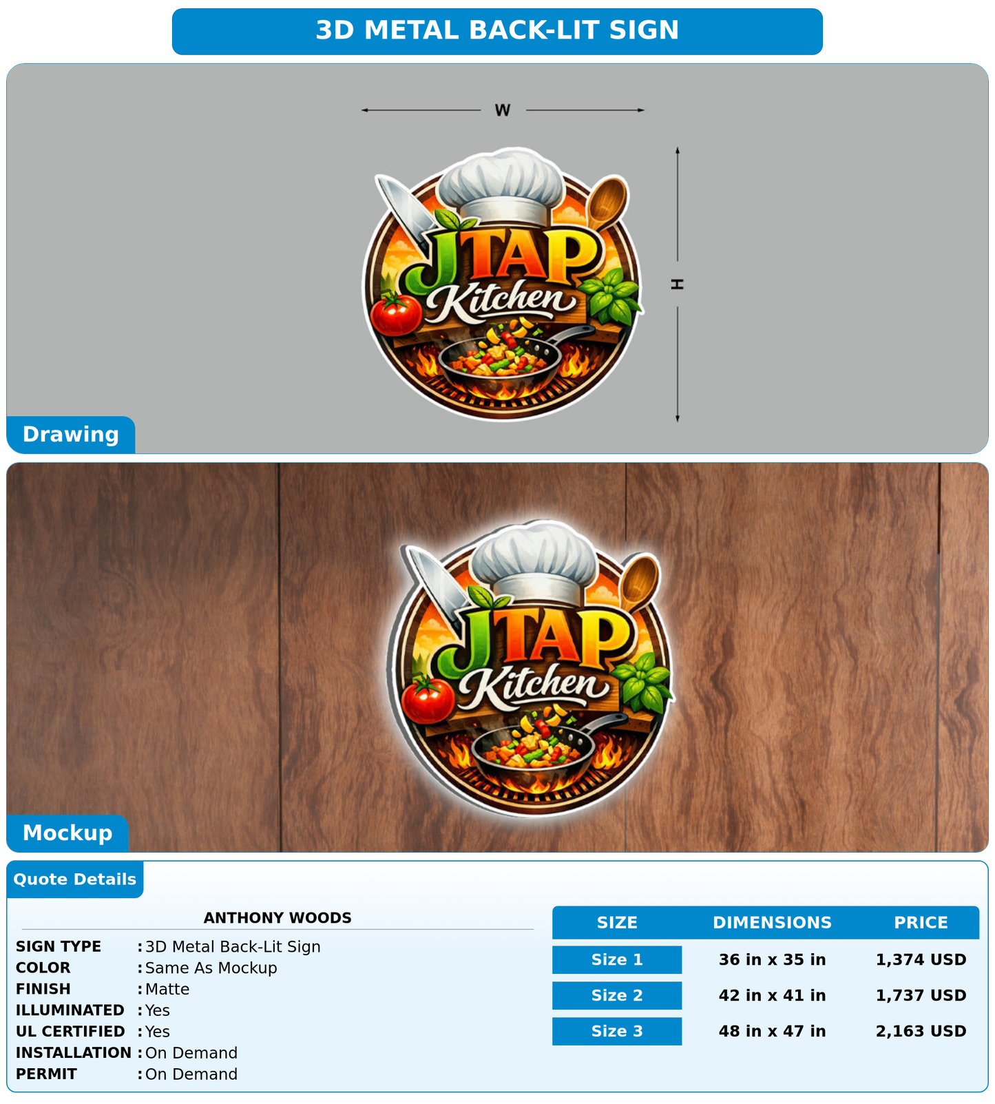 CUSTOM MOCKUP SIGN FOR ANTHONY WOODS
