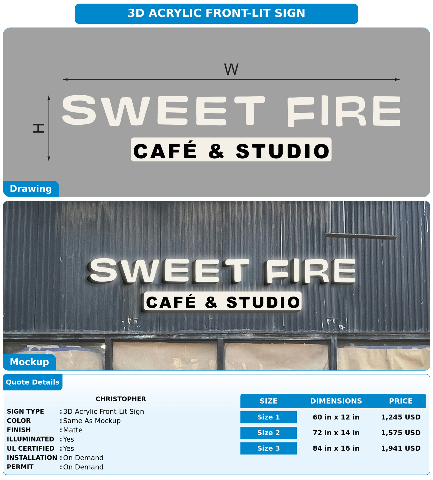 CUSTOM MOCKUP SIGN FOR Christopher