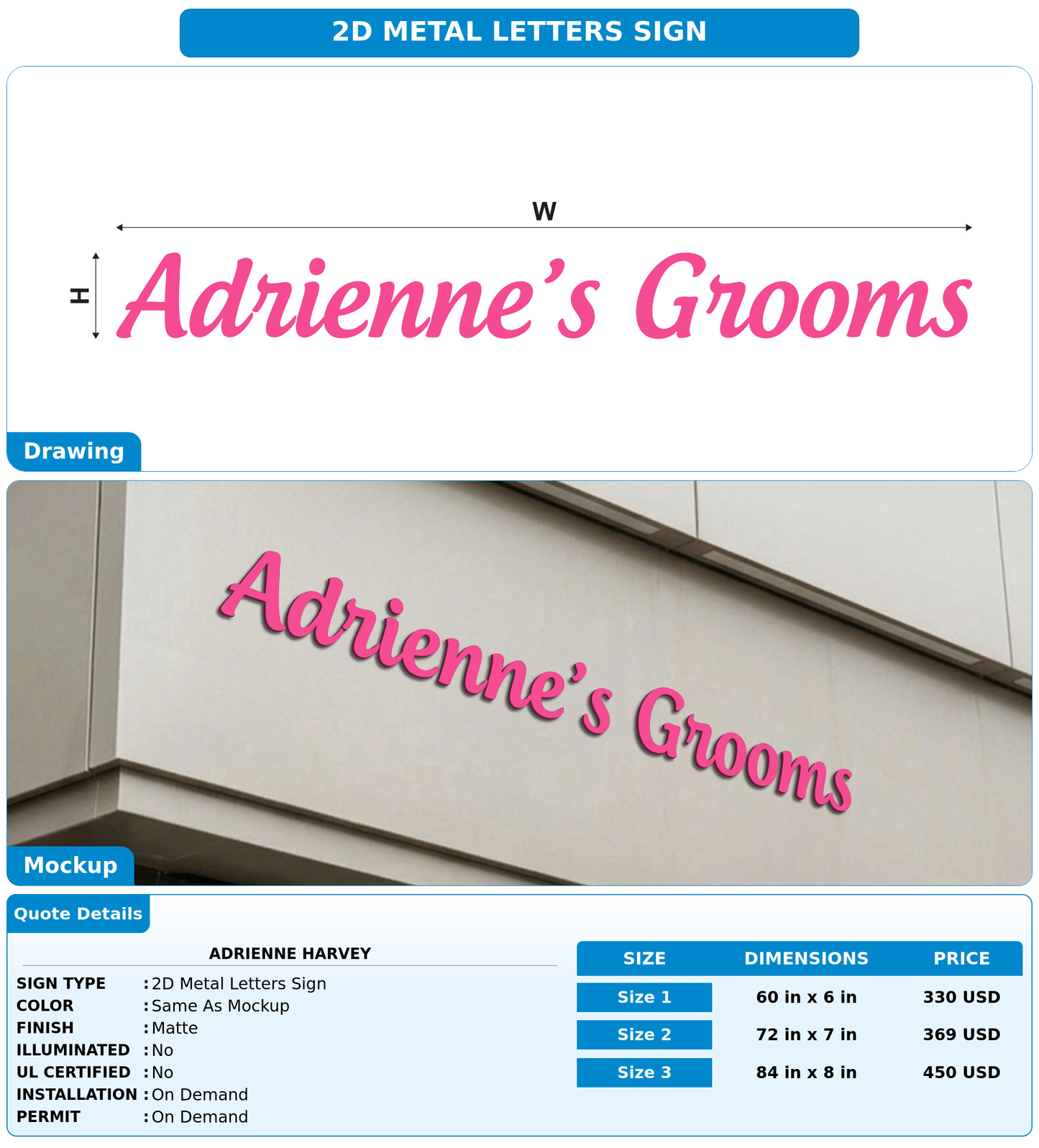 CUSTOM MOCKUP SIGN FOR Adrienne Harvey