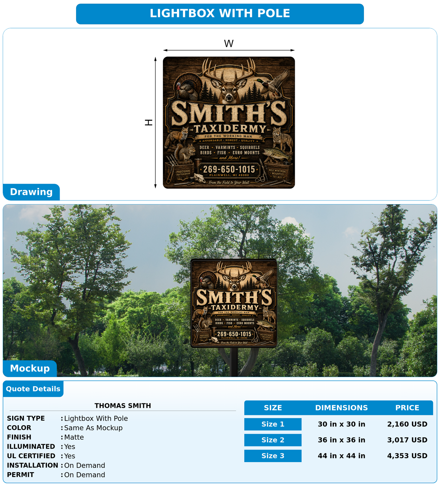 CUSTOM MOCKUP SIGN FOR Thomas Smith