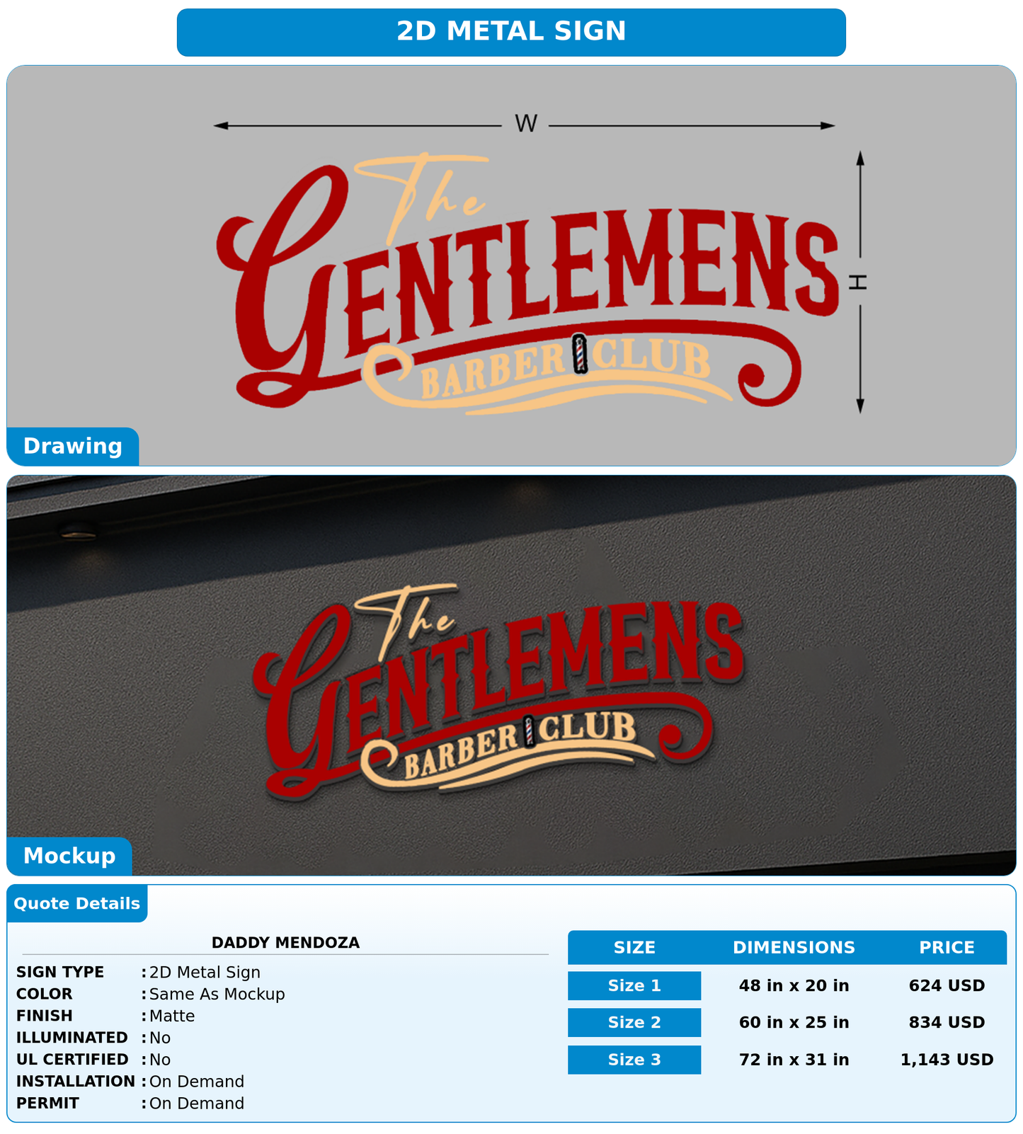 CUSTOM MOCKUP SIGN FOR Daddy Mendoza