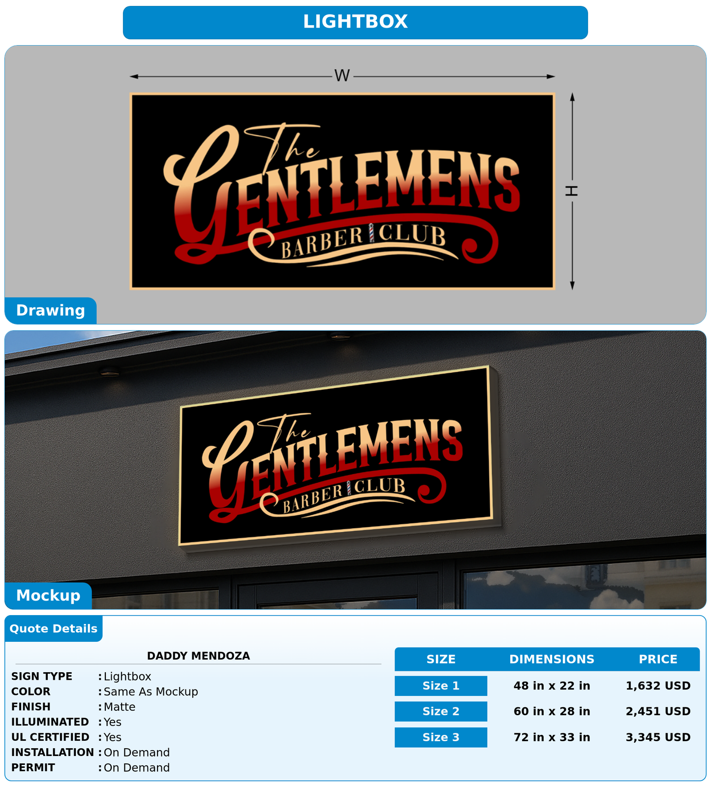 CUSTOM MOCKUP SIGN FOR Daddy Mendoza