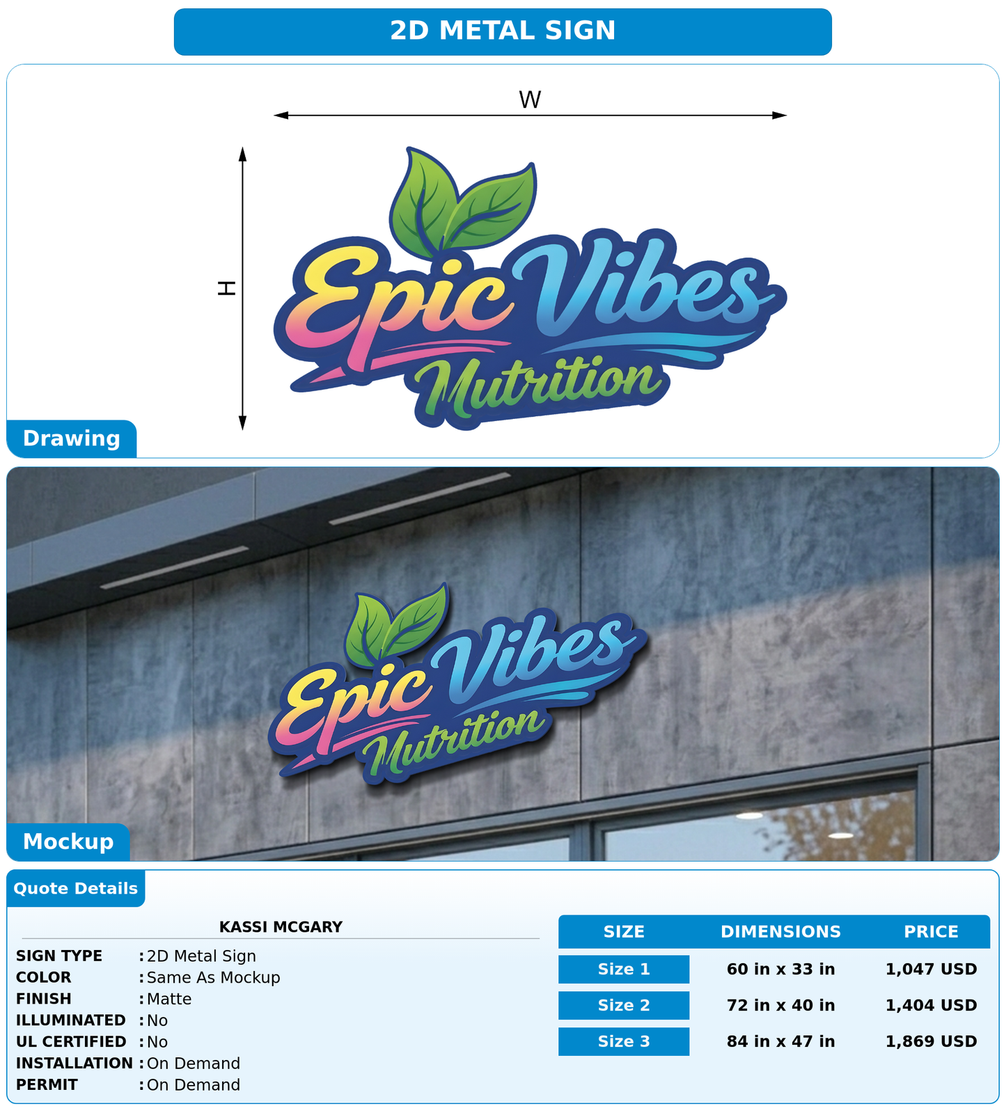 CUSTOM MOCKUP SIGN FOR Kassi McGary